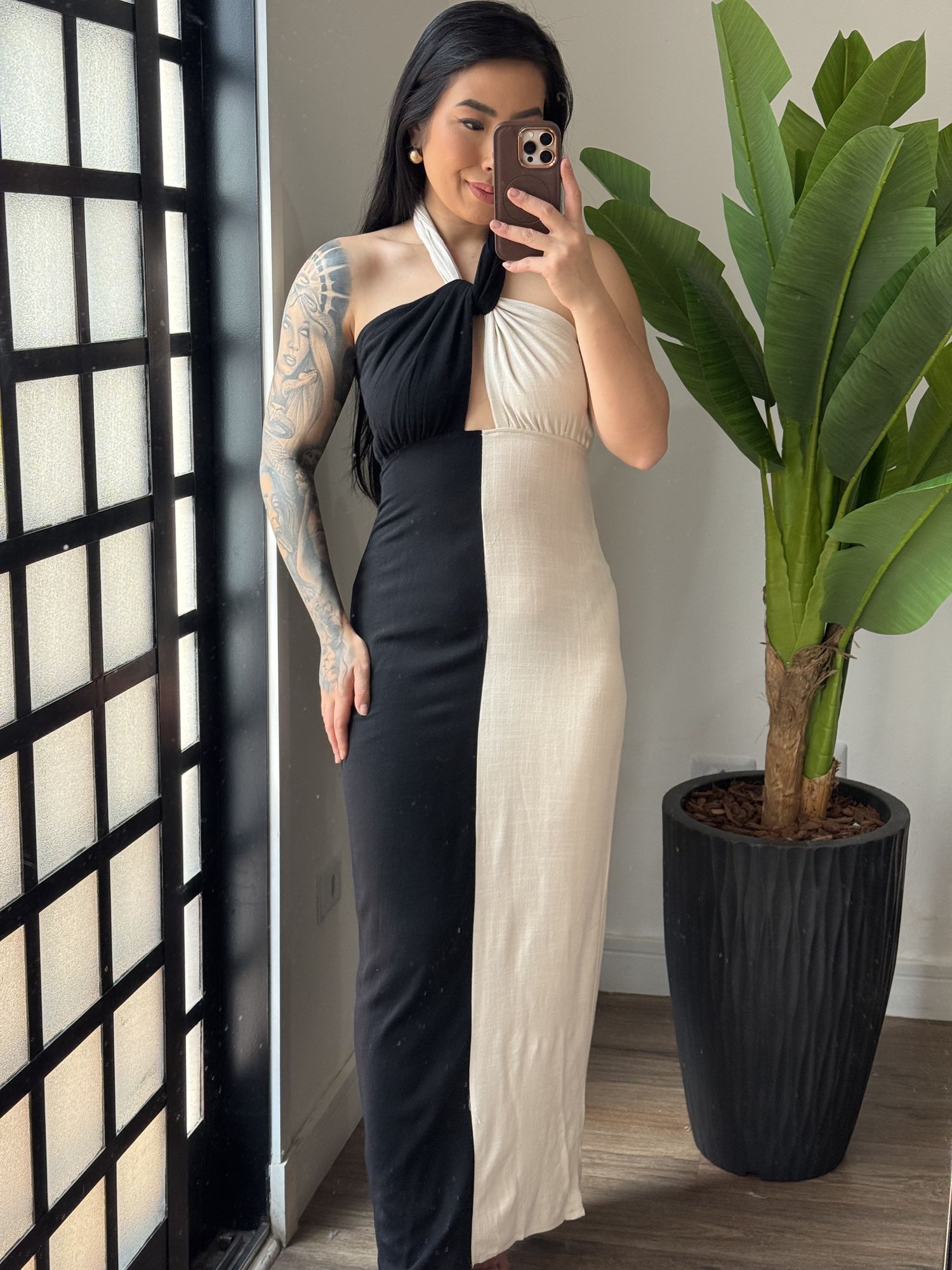 Vestido Linho Bicolor 2813 - Peto 