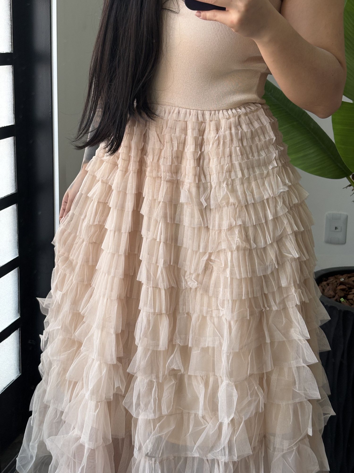 Vestido Bella Tule 2984 - Bege 