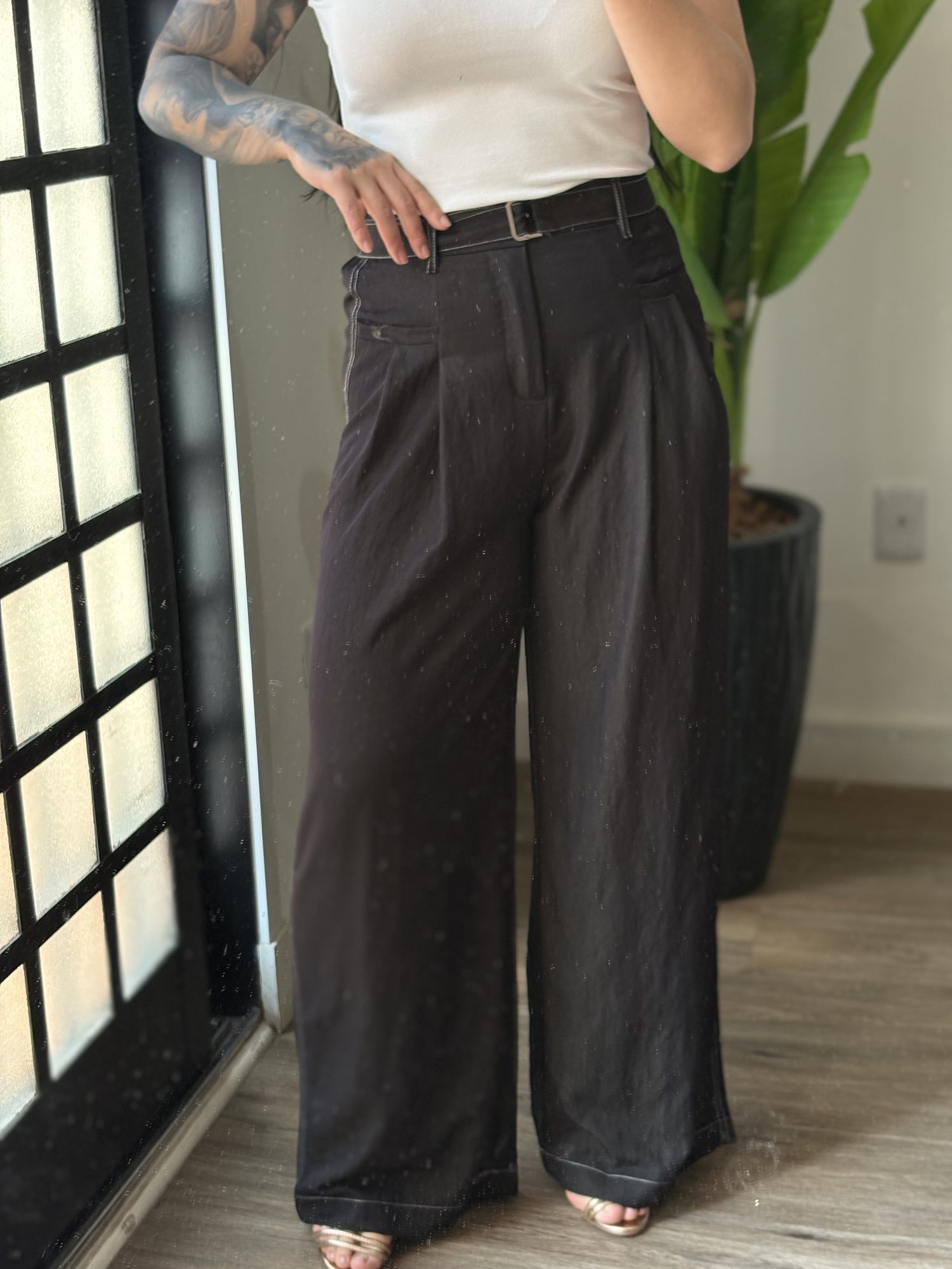Calça Pantalona Iza Y07 - Preto 