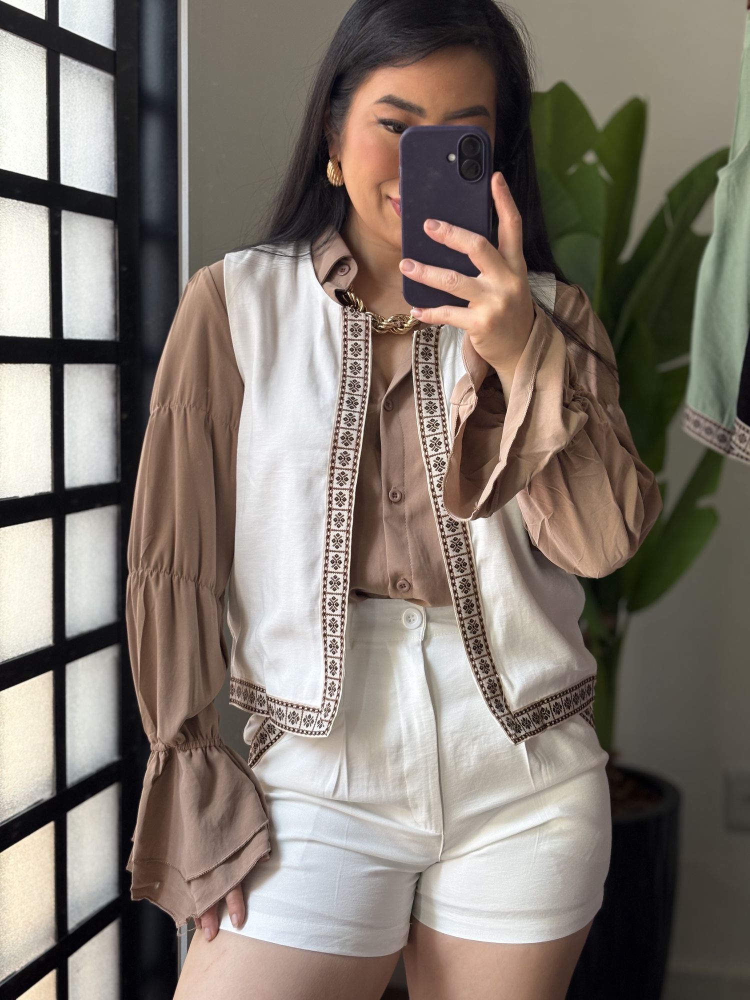 Conjunto Shorts Boho 9509 - Branco 