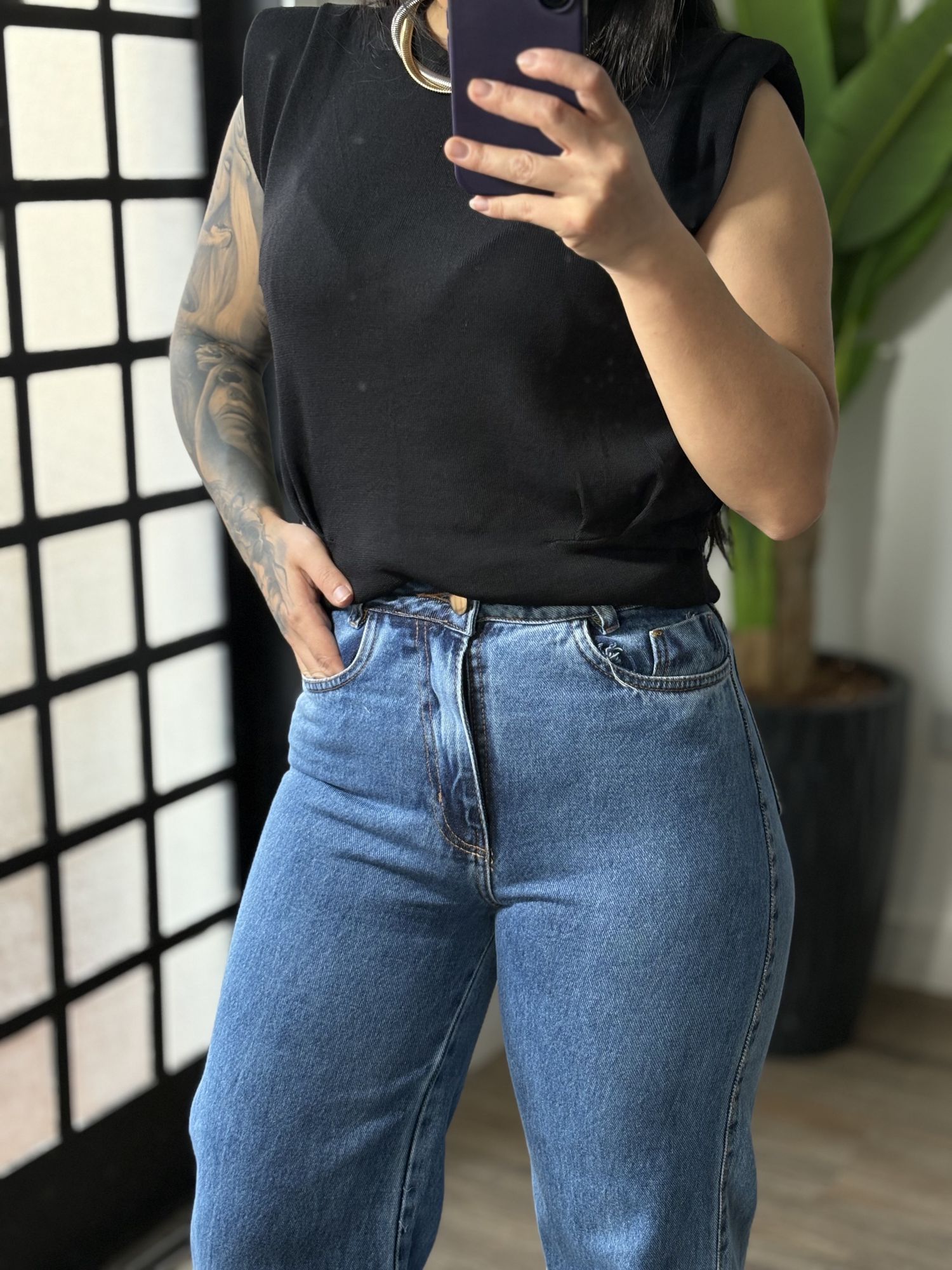 Calça Wide Leg - Lavagem Média 