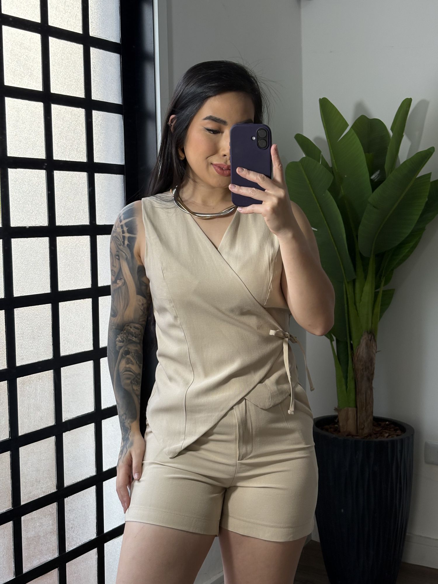 Conjunto Shorts Marrant Naiá 61020 - Areia 