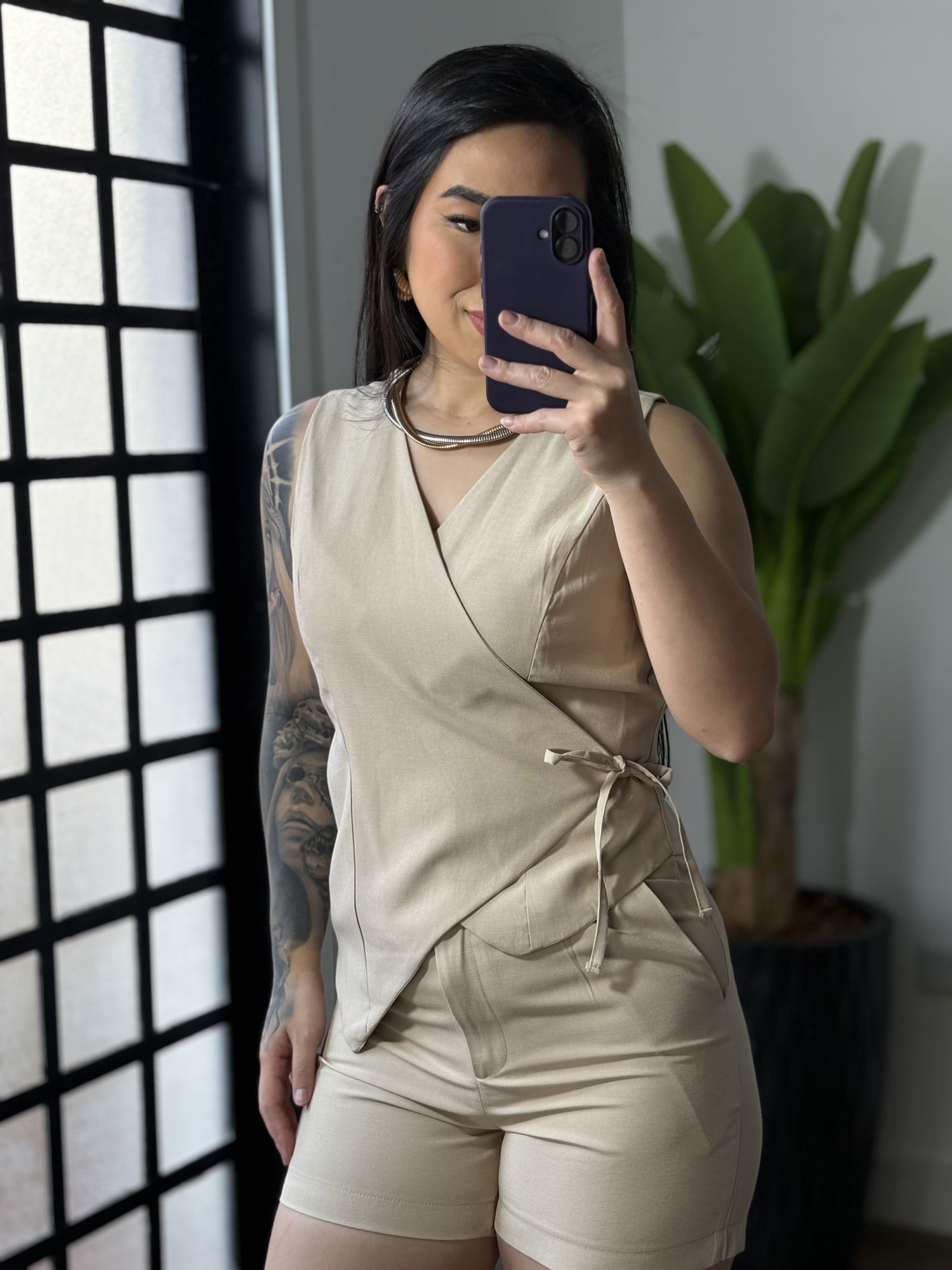 Conjunto Shorts Marrant Naiá 61020 - Areia 