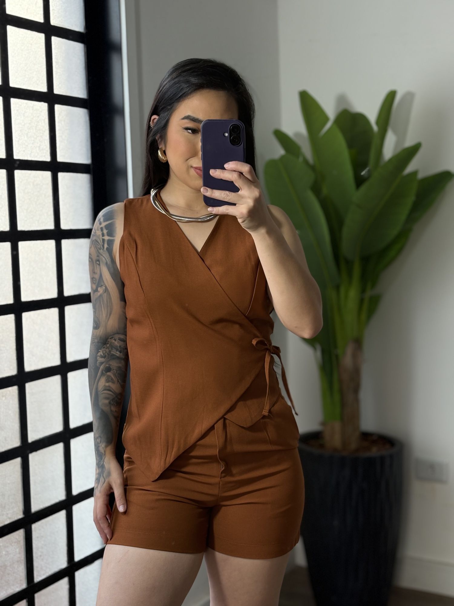Conjunto Shorts Marrant Naiá 61020 - Terracota 