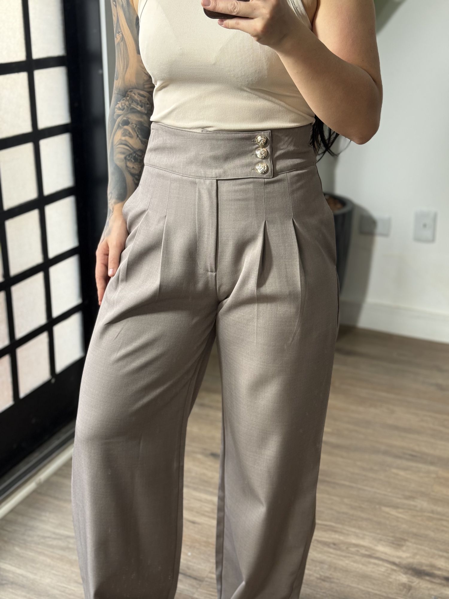 Calça Pantalona Fati 1342 - Cinza 