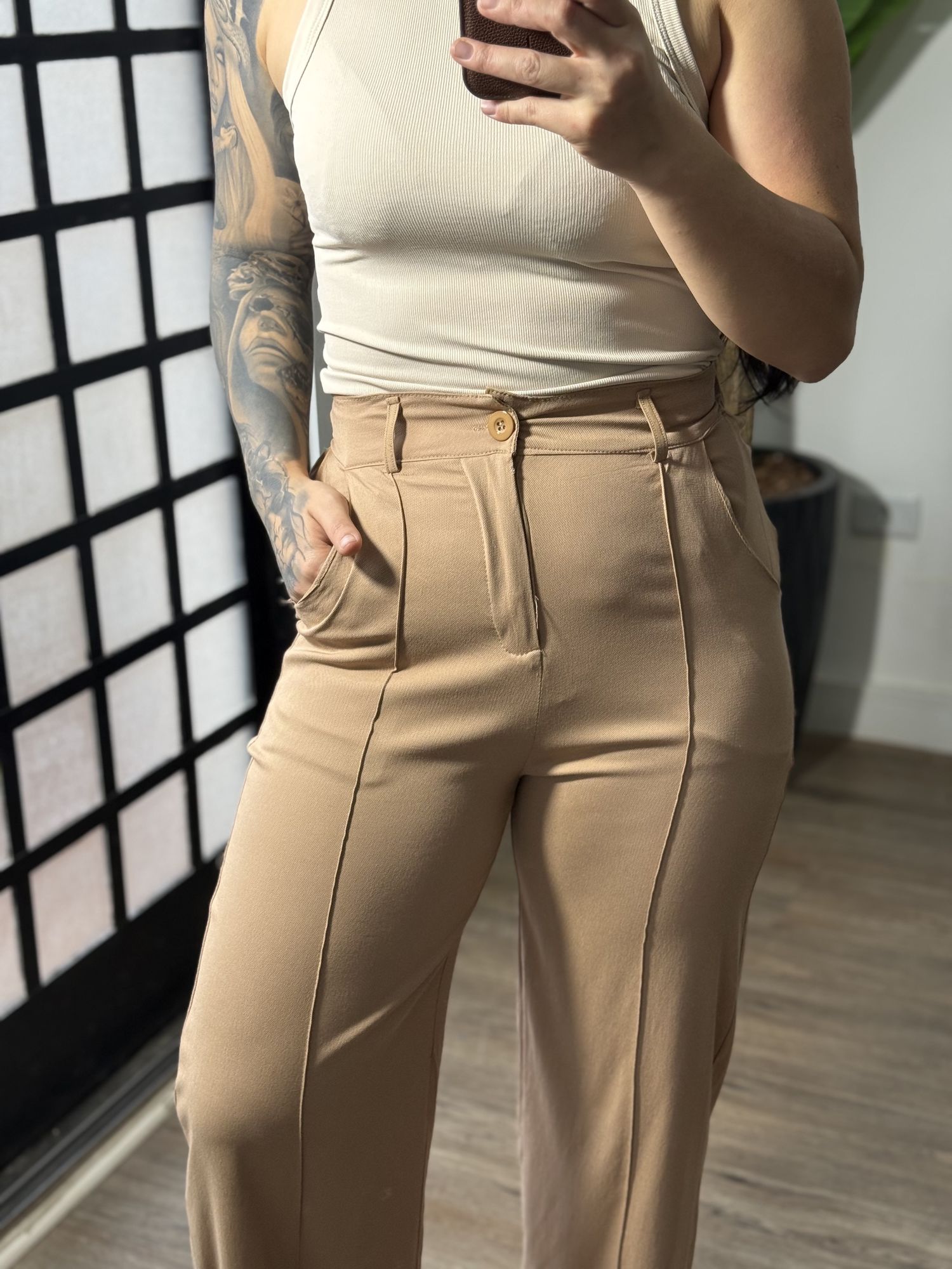 Calça Pantalona Marena 1616 - Bege 