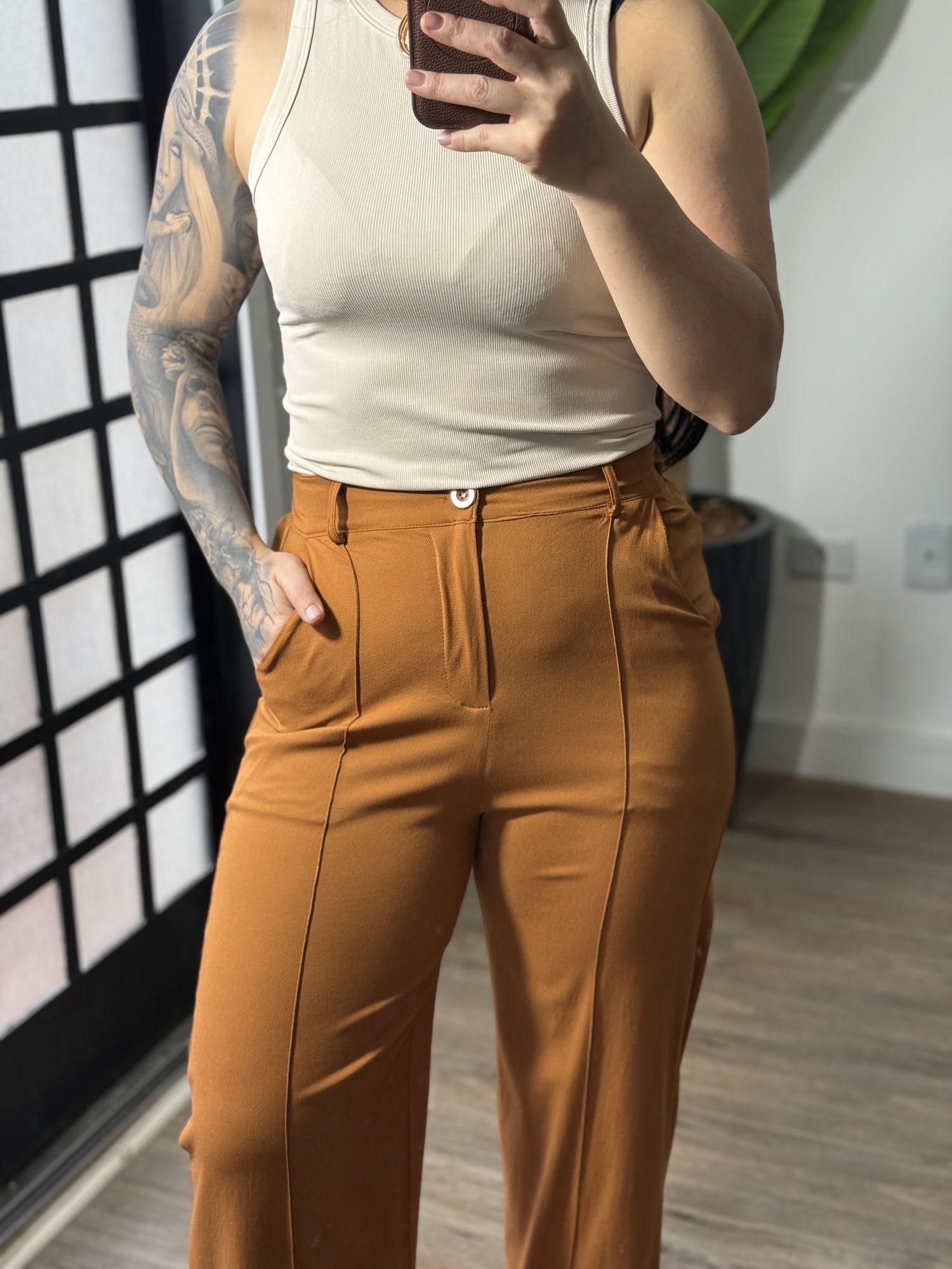 Calça Pantalona Marena 1616 - Caramelo