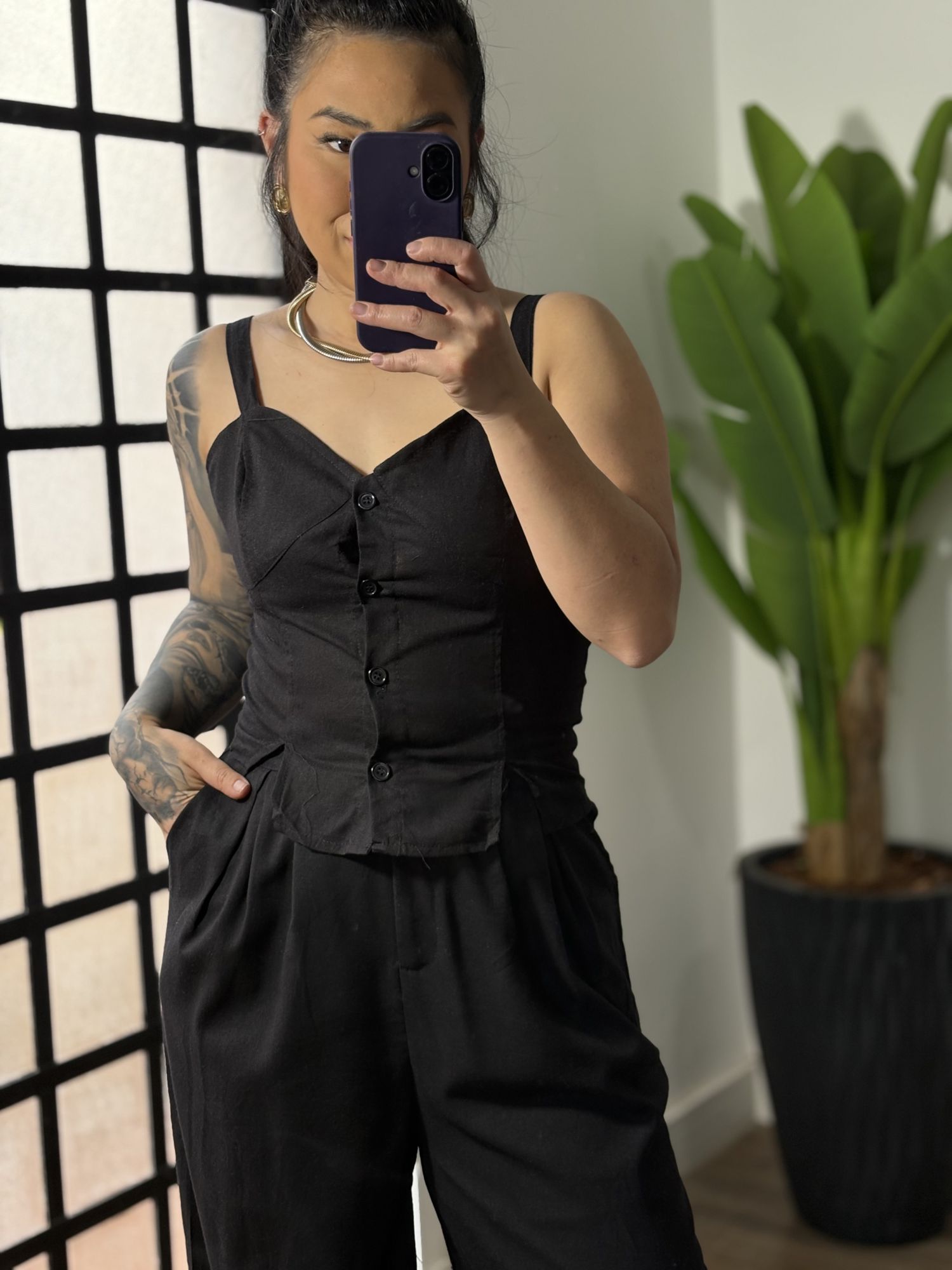 Conjunto Linho Flora 76 - Preto 