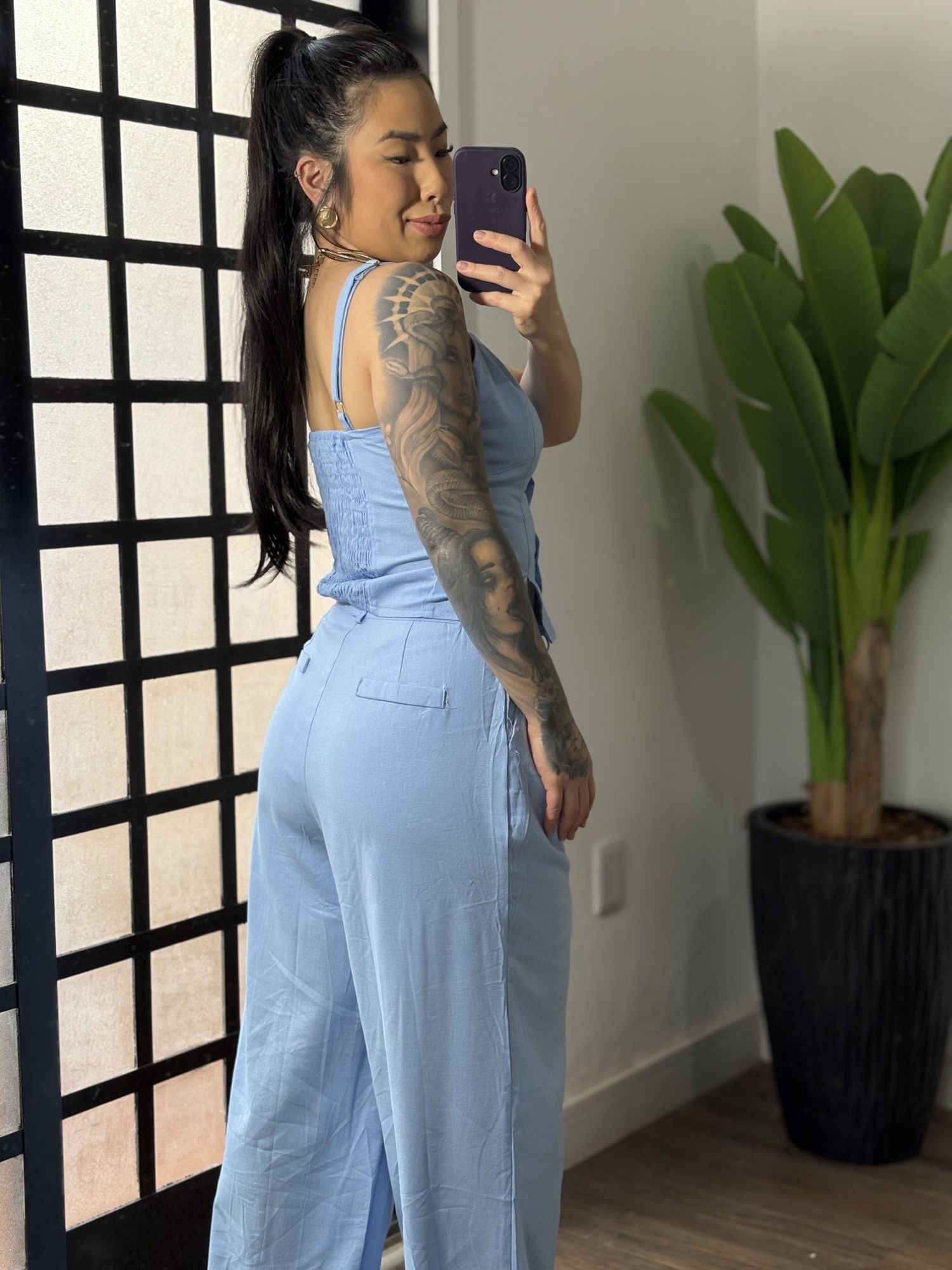 Conjunto Linho Flora 76 - Azul Claro 