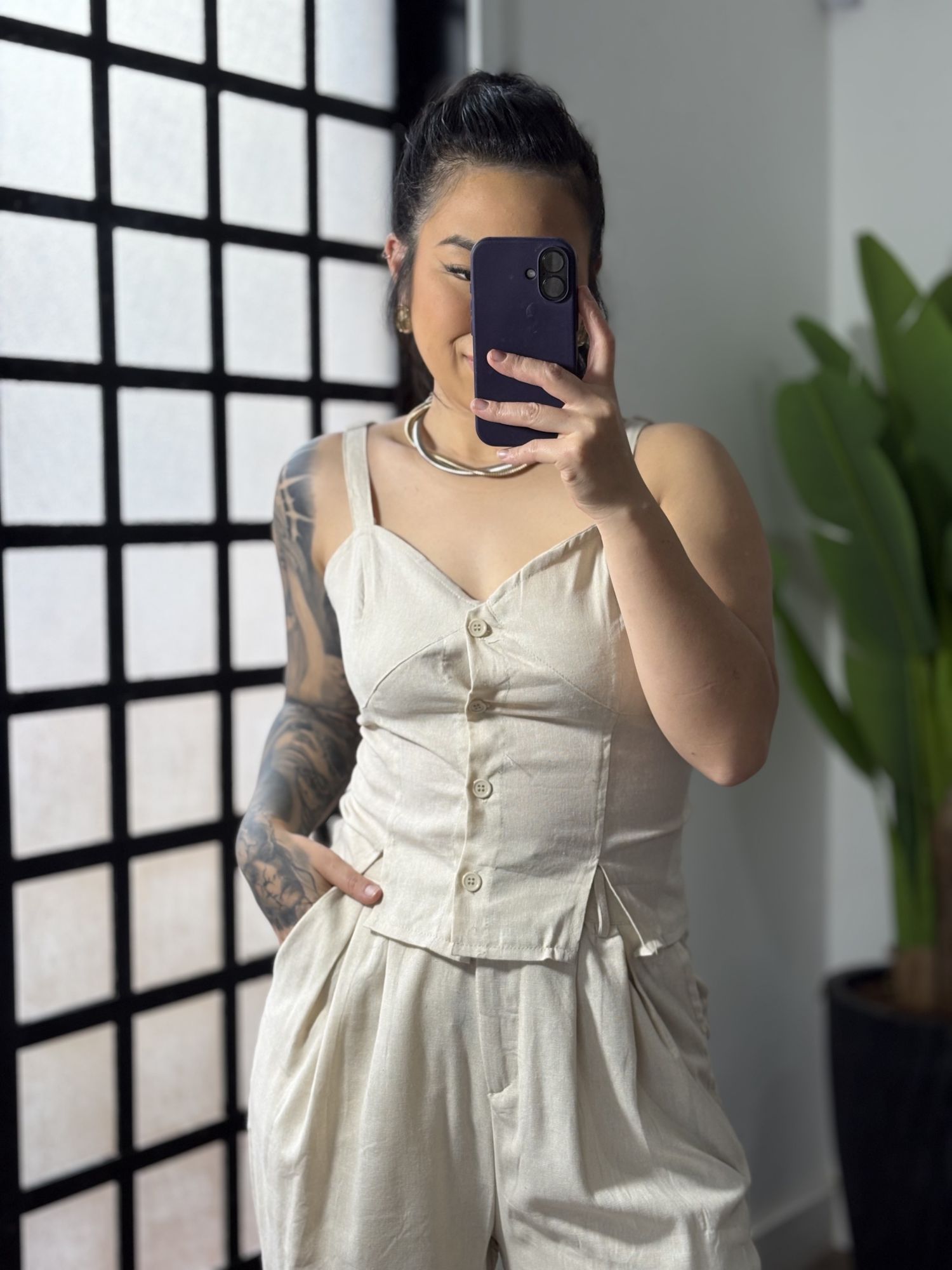 Conjunto Linho Flora 76 - Cru 