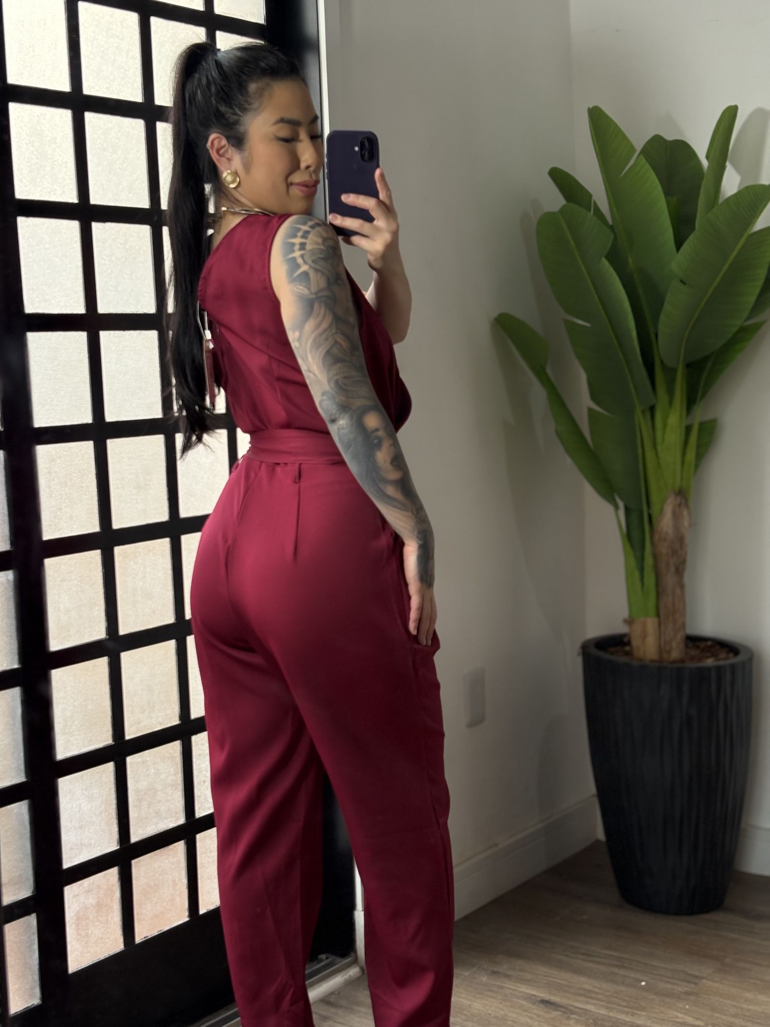 Macacão Alfaiataria Plus Size 1684 - Vinho
