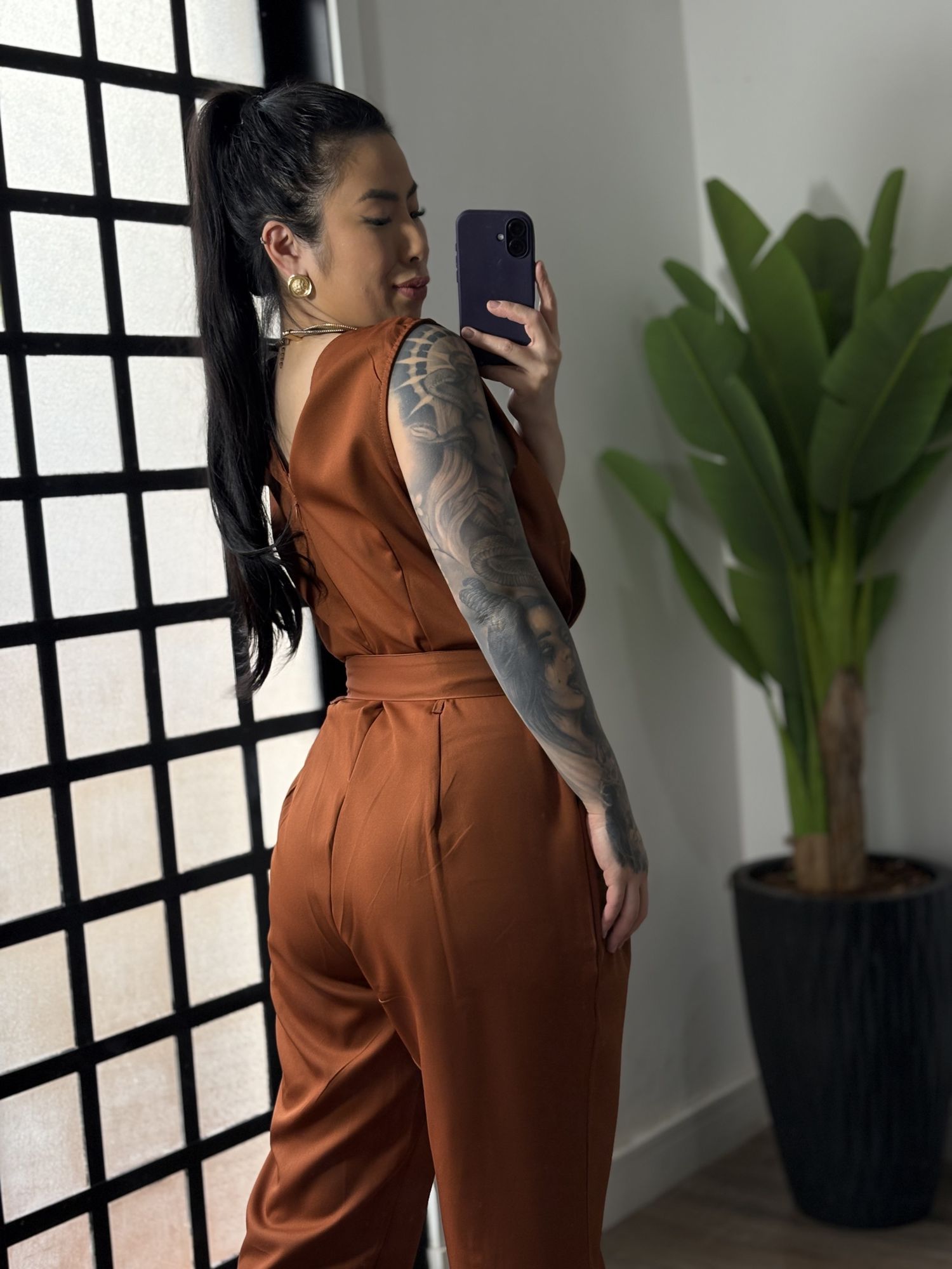 Macacão Alfaiataria Plus Size 1684 - Terracota 