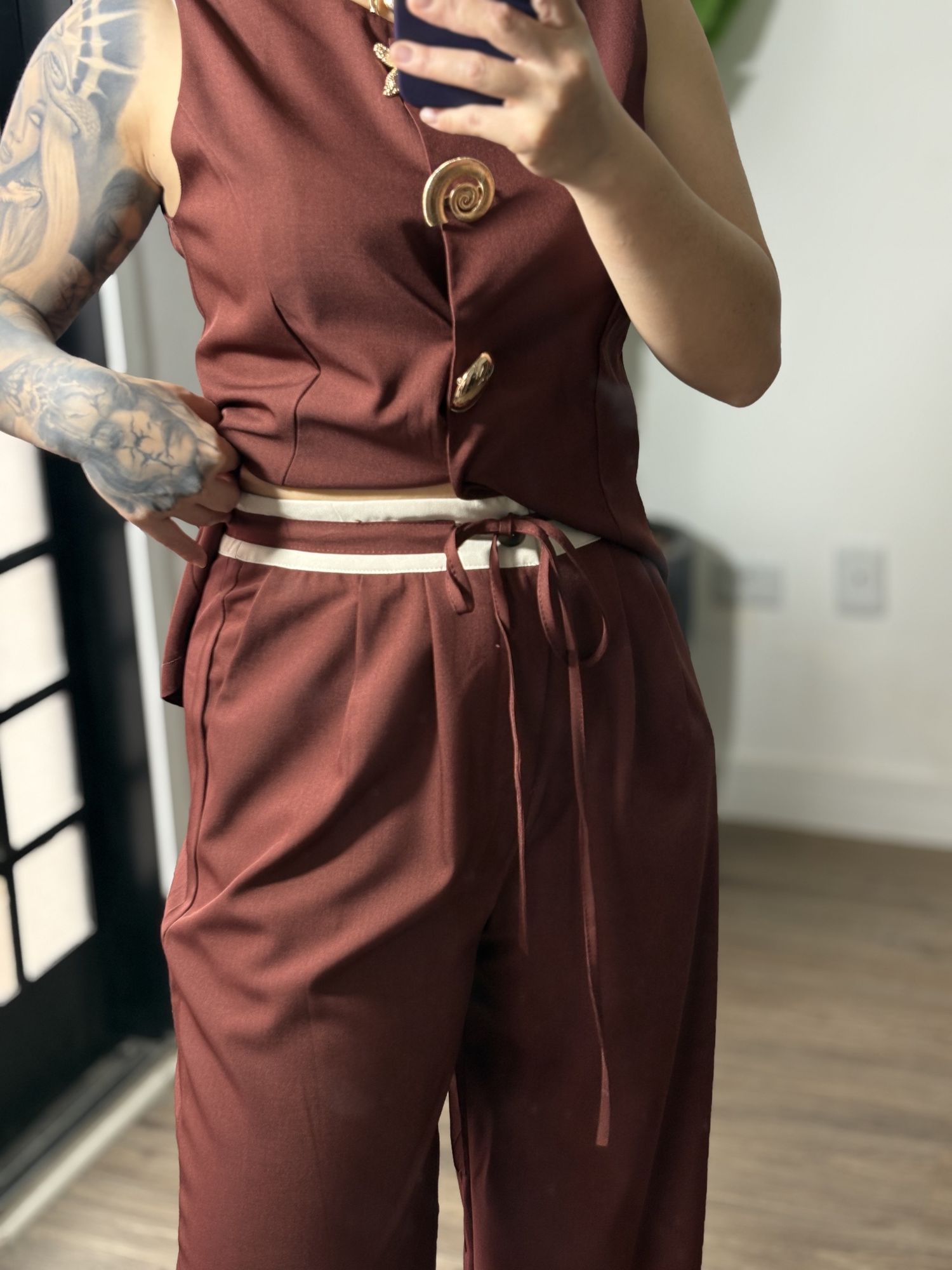 Calça Pantalona Bella 189 - Bordo 