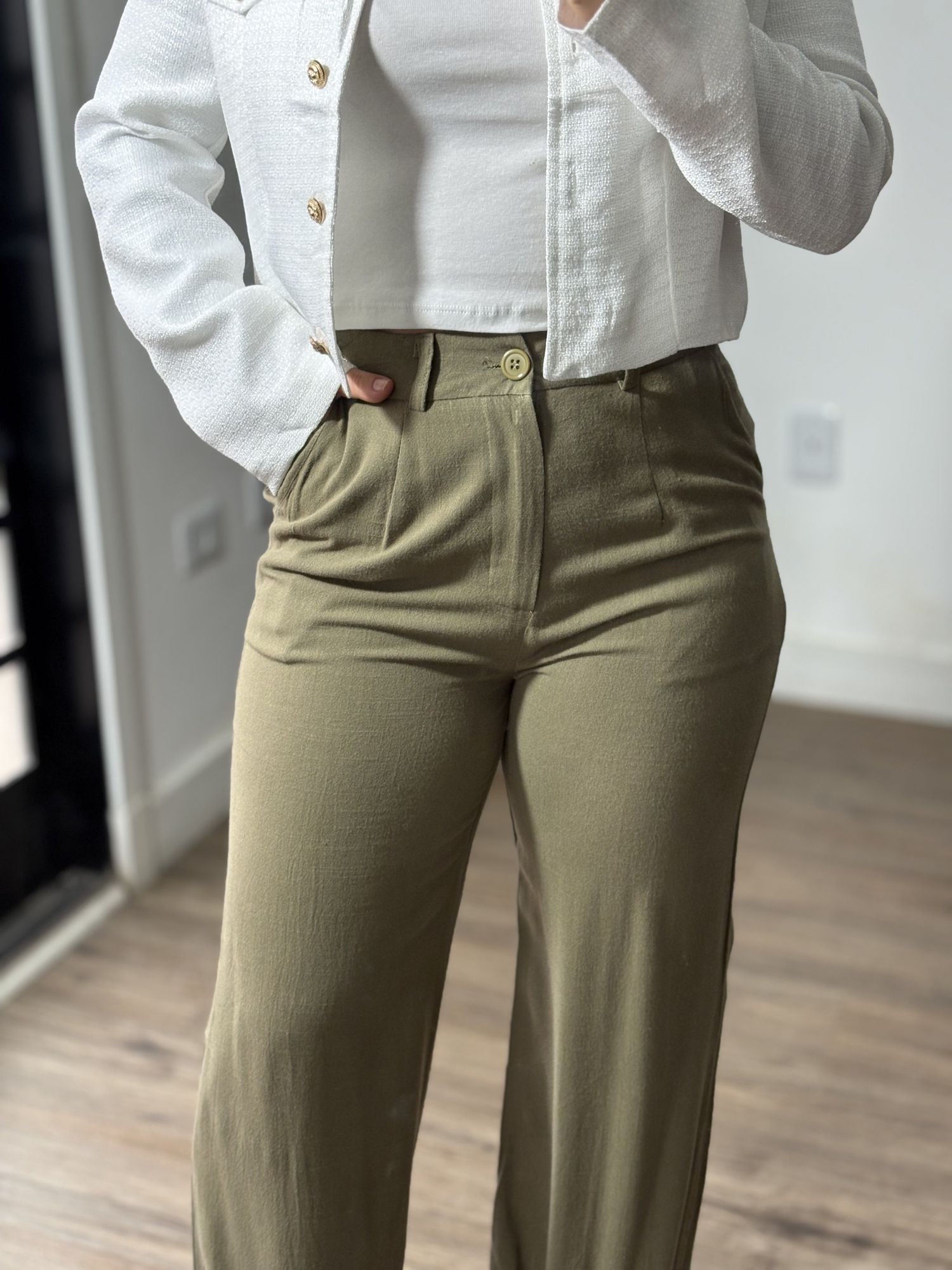 Calça Pantalona Linho Bruna 59 -Verde