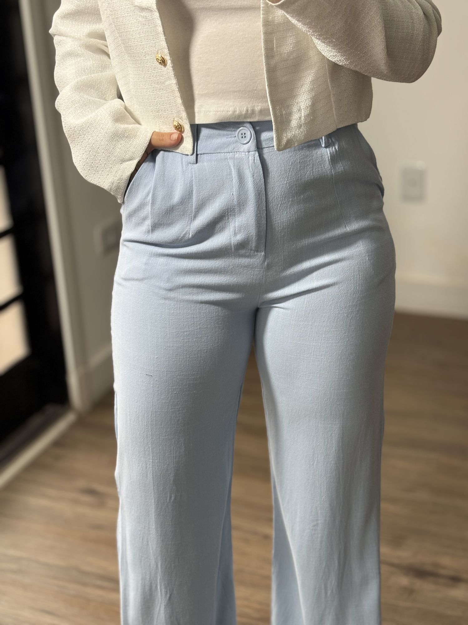 Calça Pantalona Linho Bruna 59 - Azul 