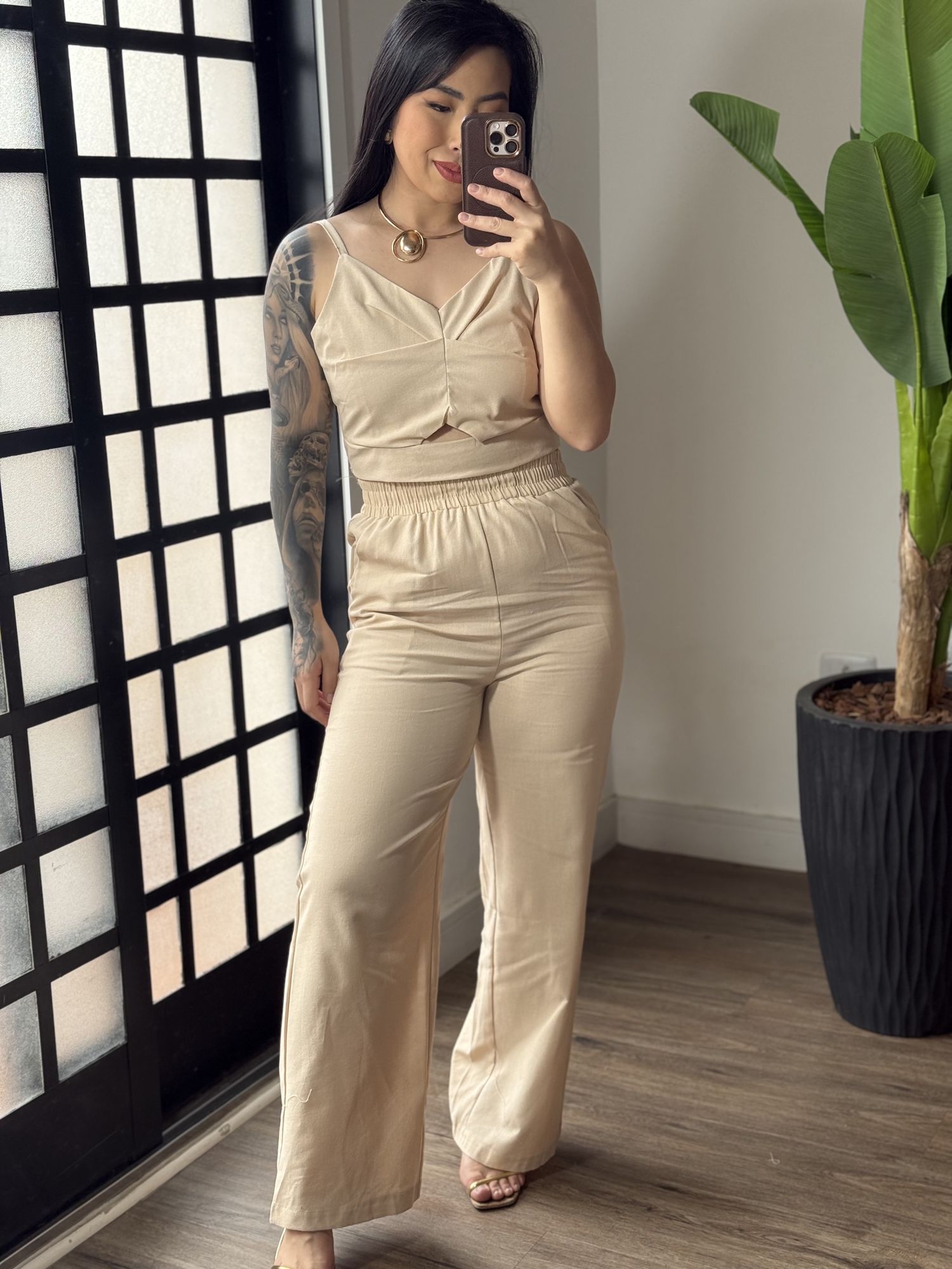 Conjunto Pantalona Amora 1461 - Creme 