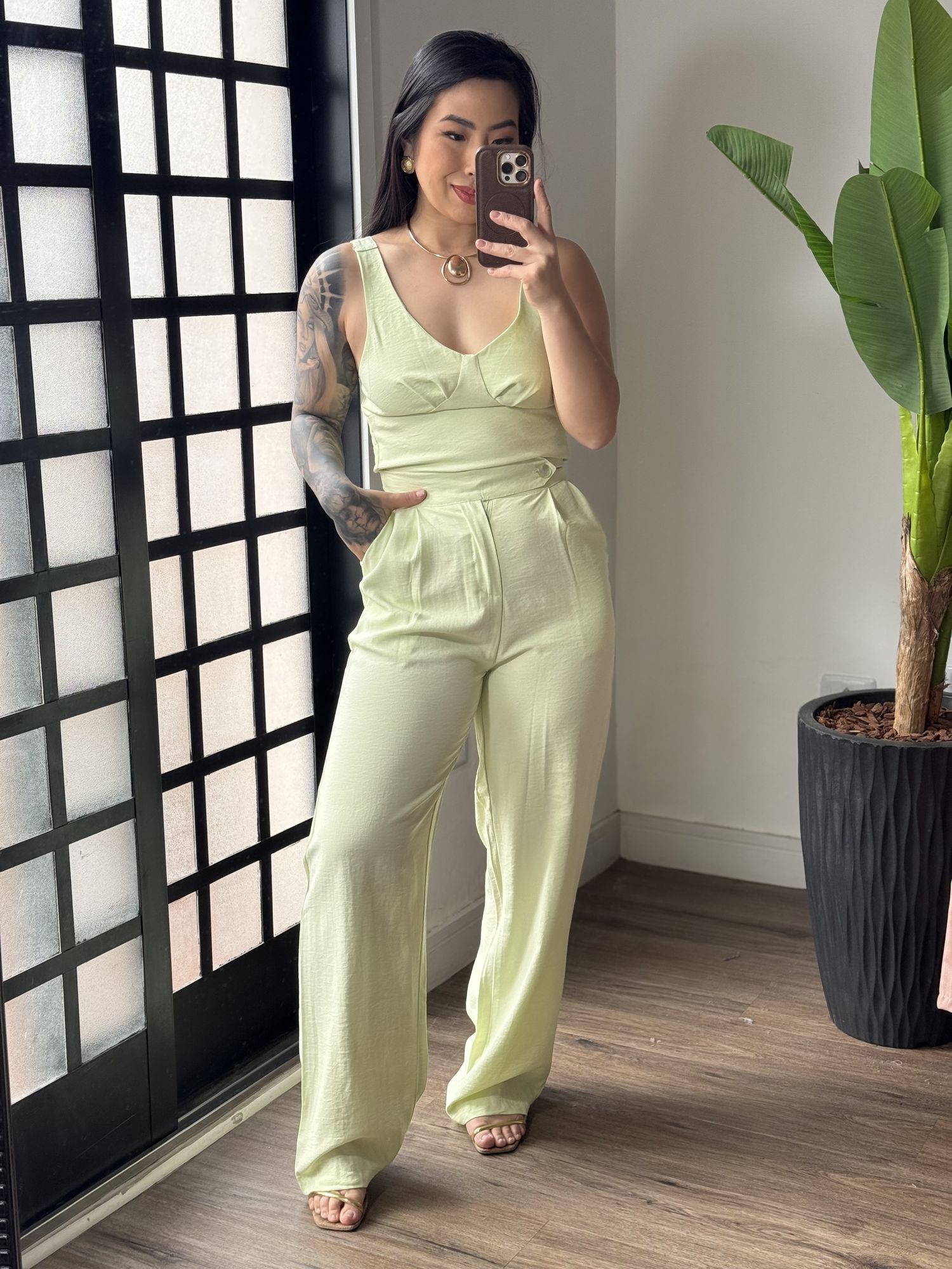 Conjunto Pantalona Marrat Rose 1623 - Verde Claro 