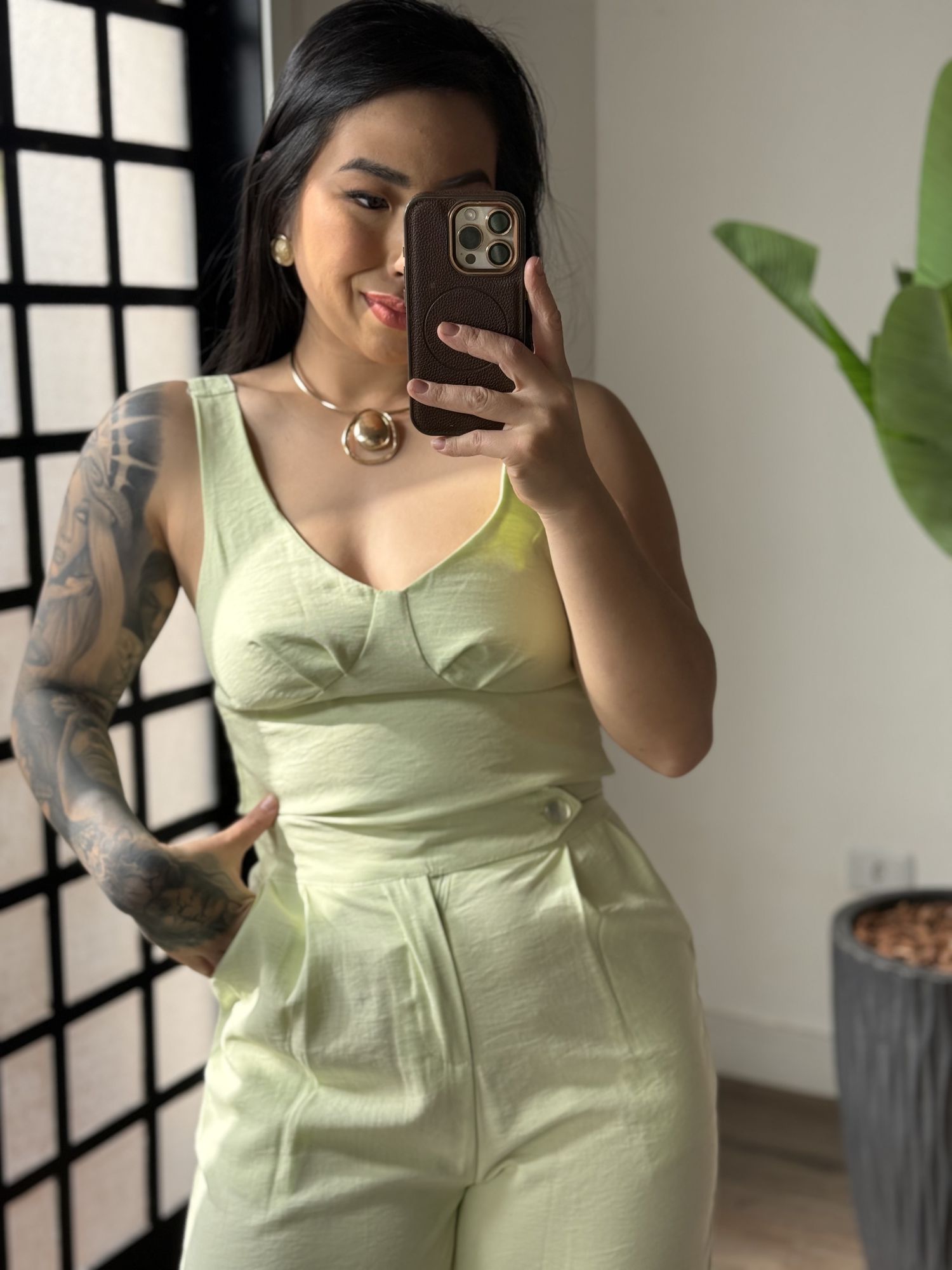 Conjunto Pantalona Marrat Rose 1623 - Verde Claro 
