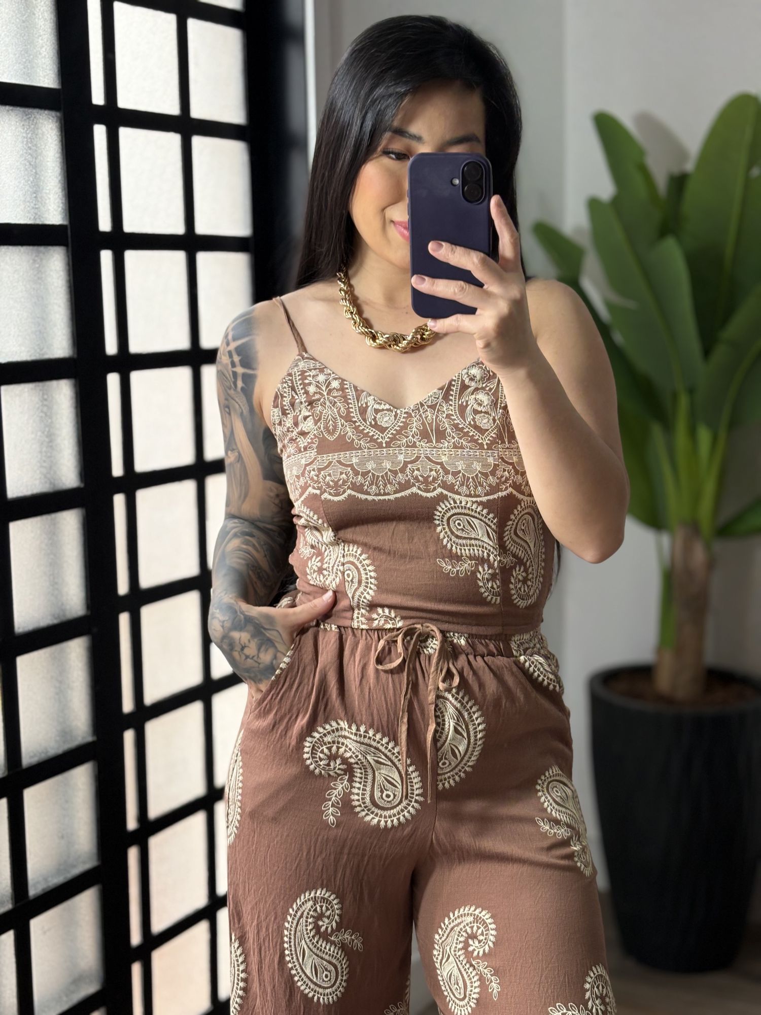 Conjunto Estampado Sol 7175 - Marrom 