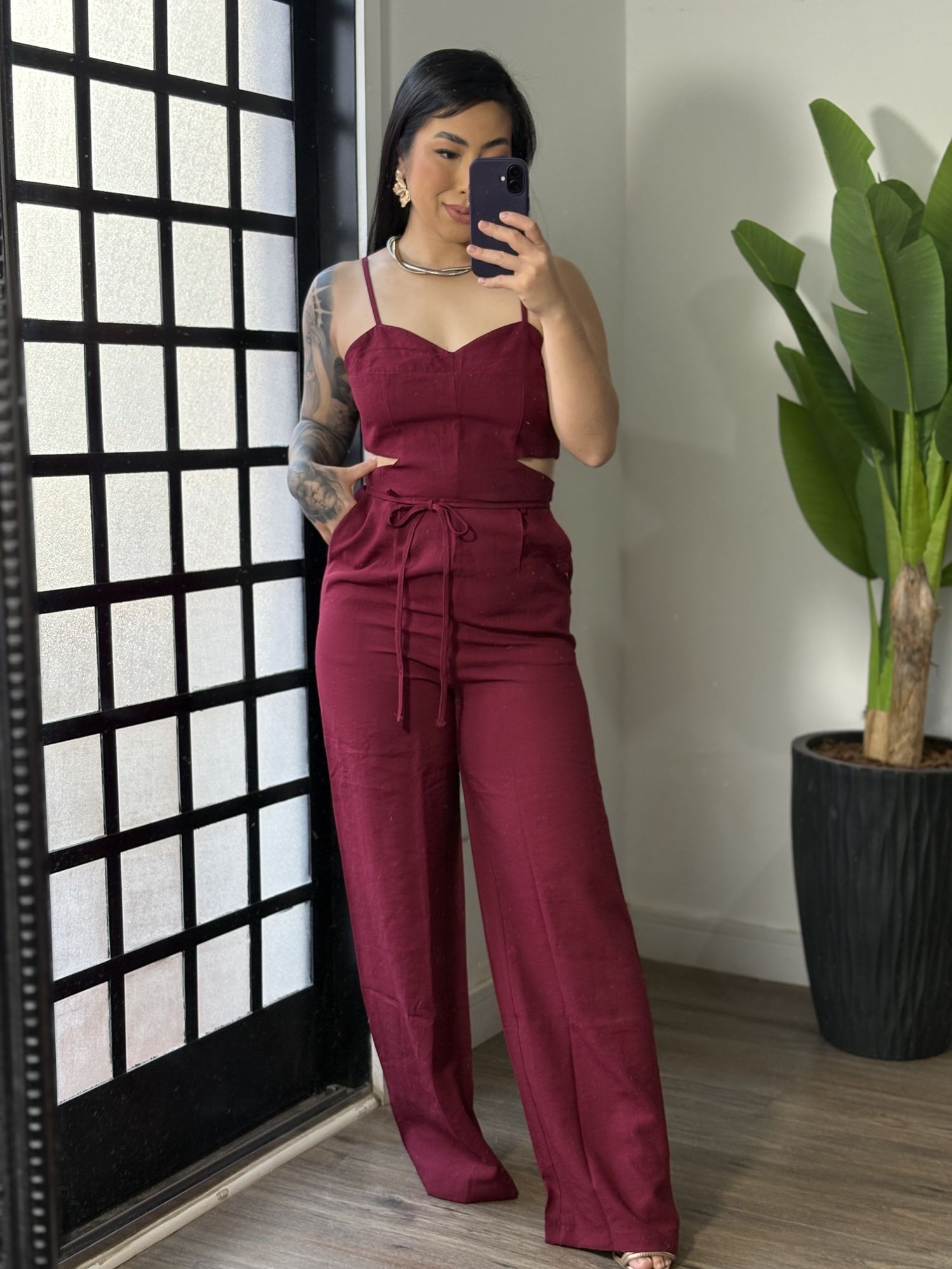 Macacão Pantalona Marrant Juliana 353 - Vinho 