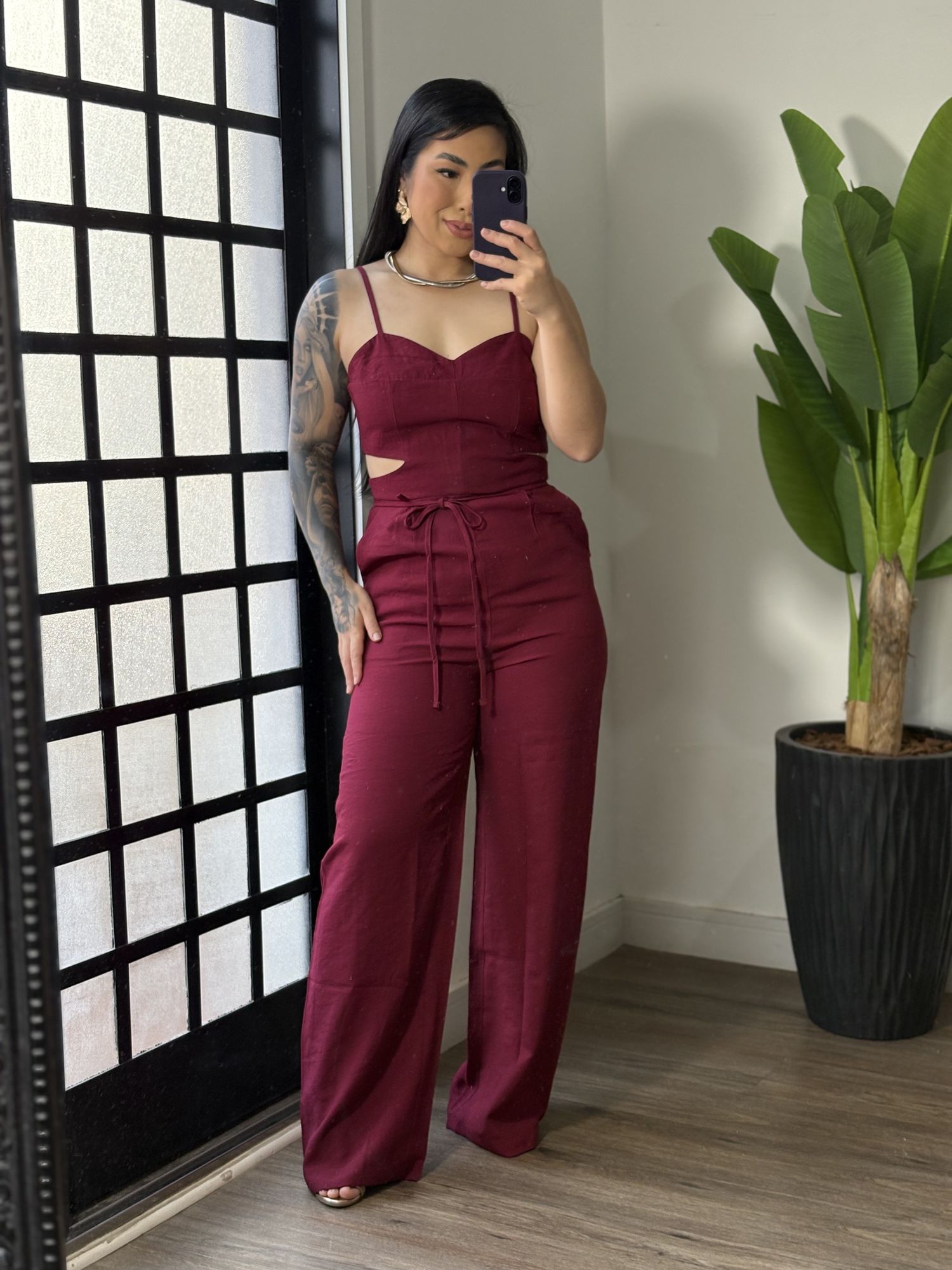 Macacão Pantalona Marrant Juliana 353 - Vinho 