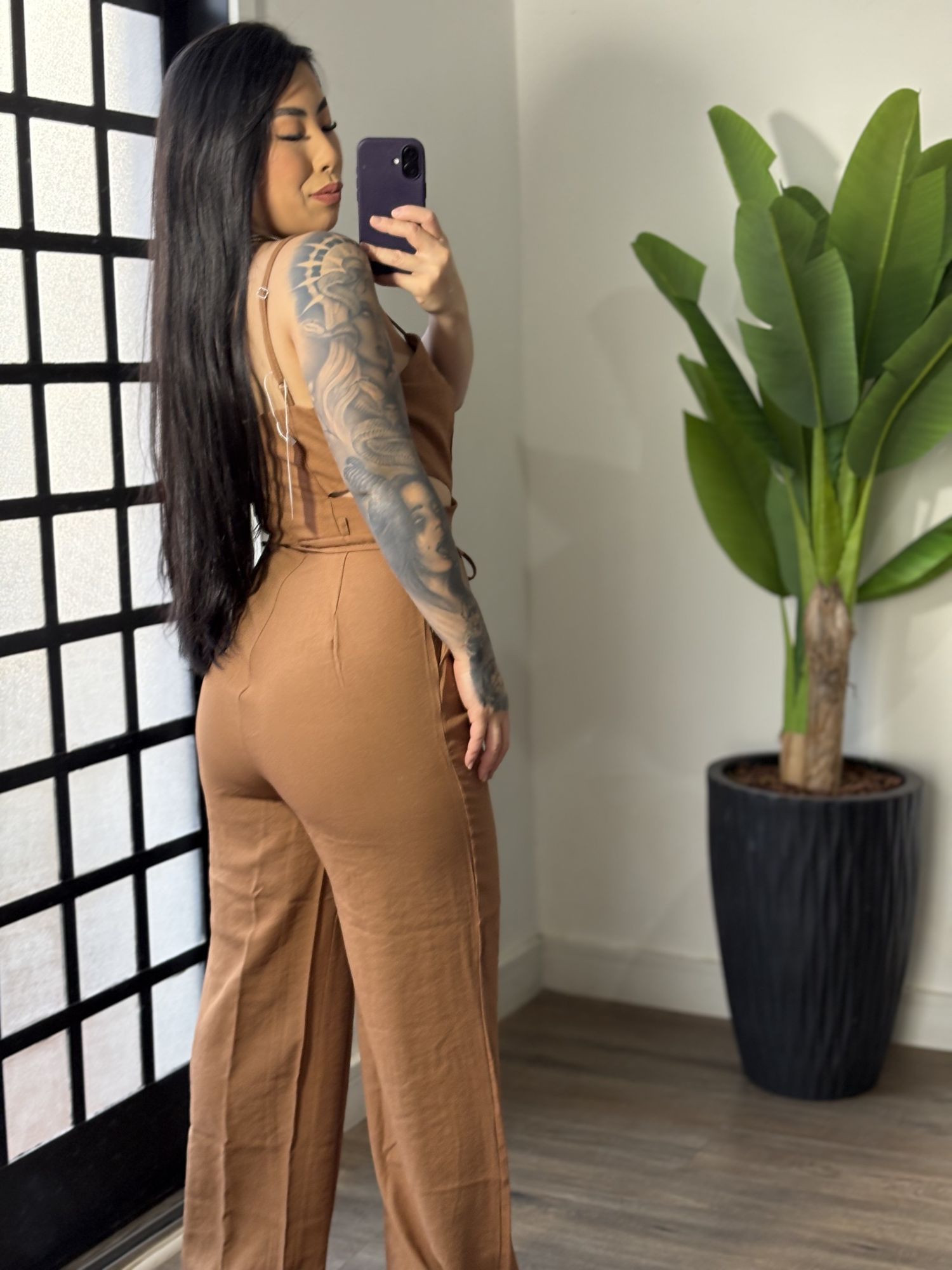 Macacão Pantalona marrant Juliana 353 - Caramelo