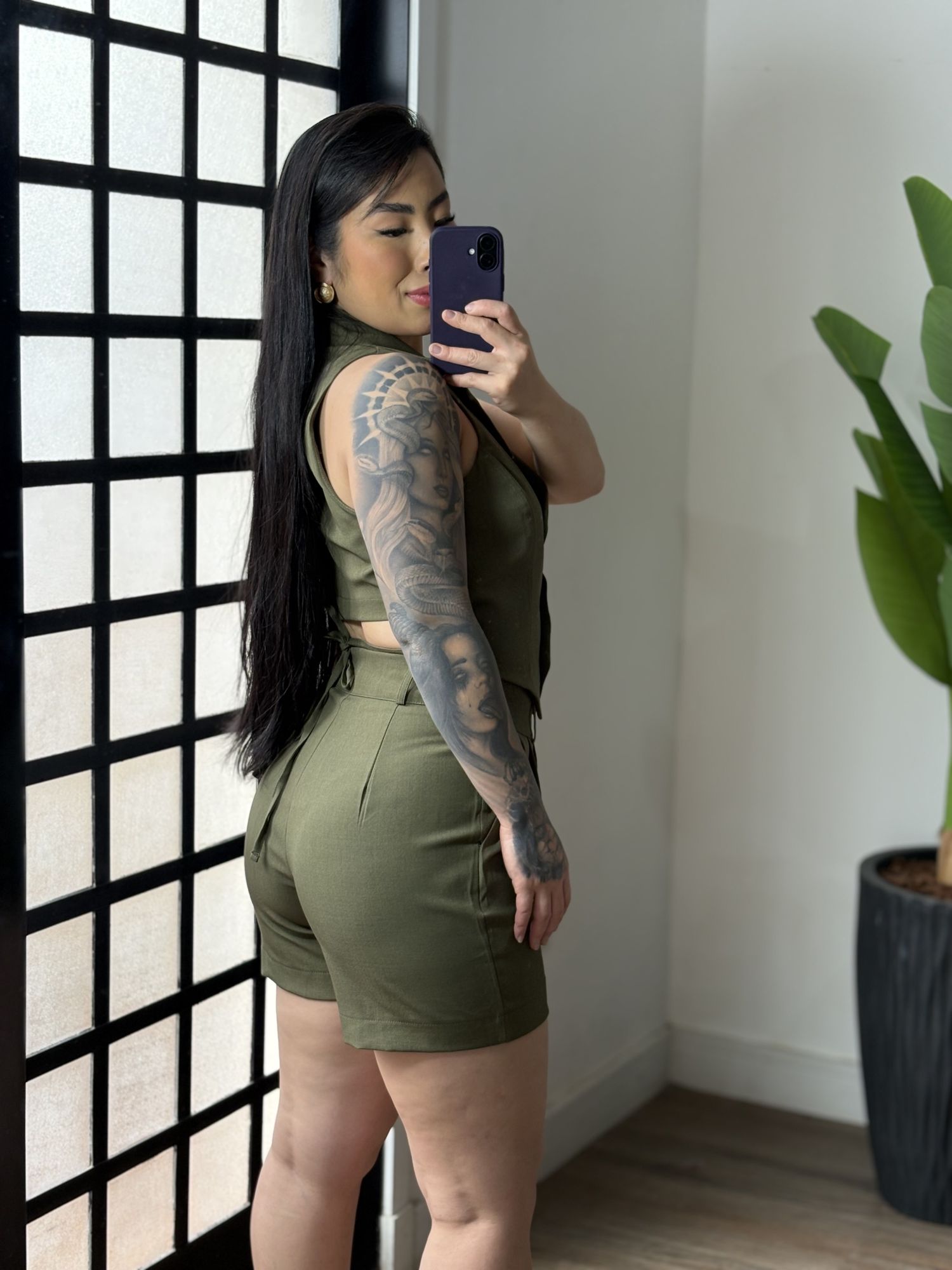 Conjunto Shorts Linho Tereza 1744 - Verde 