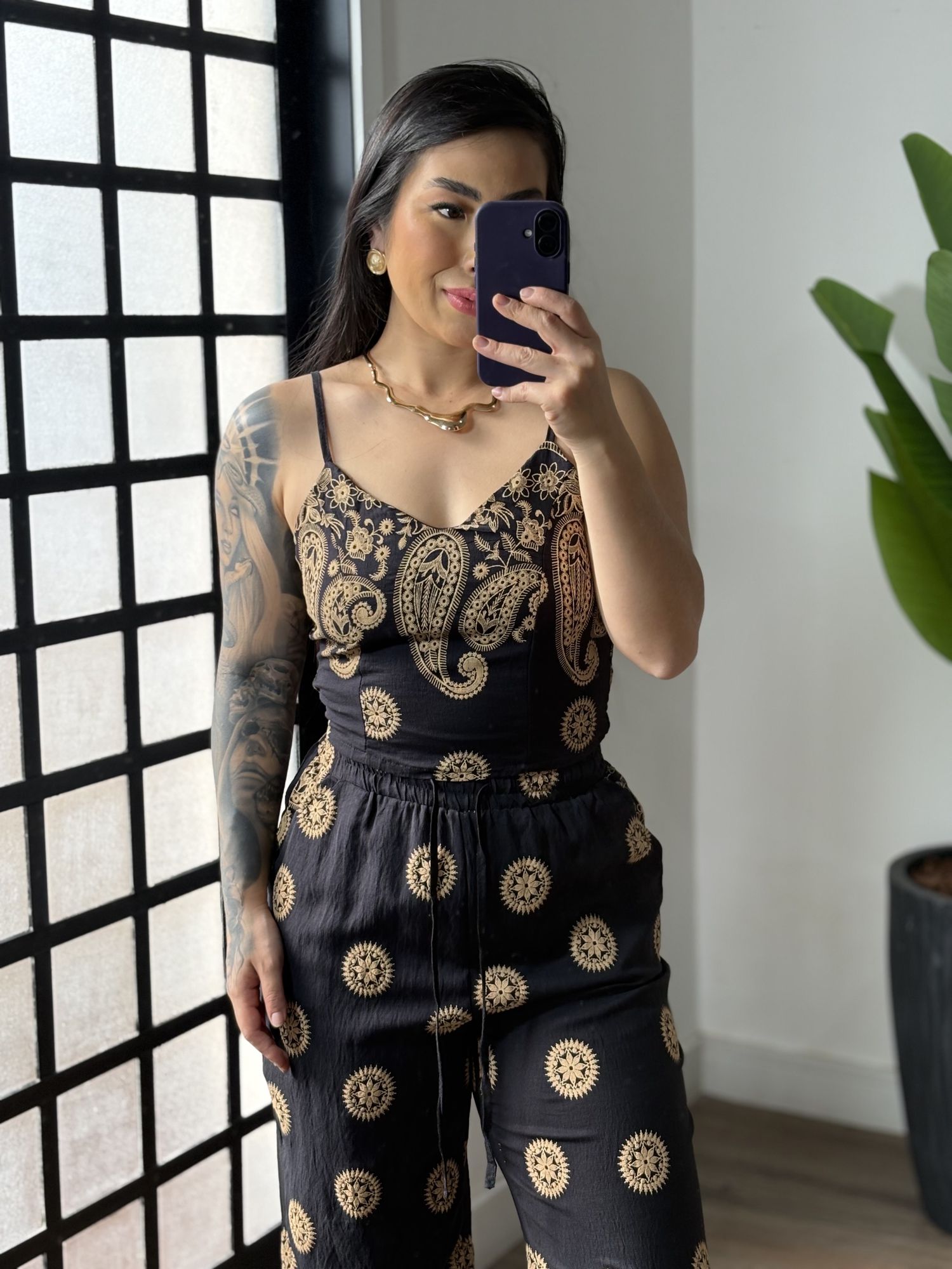 Conjunto Estampado Betta 7176 - Preto 