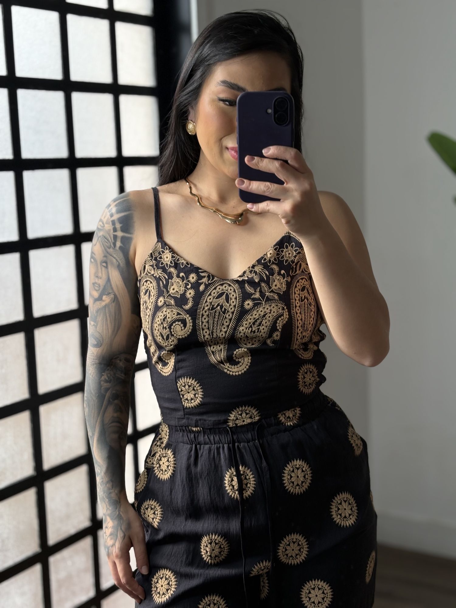 Conjunto Estampado Betta 7176 - Preto 