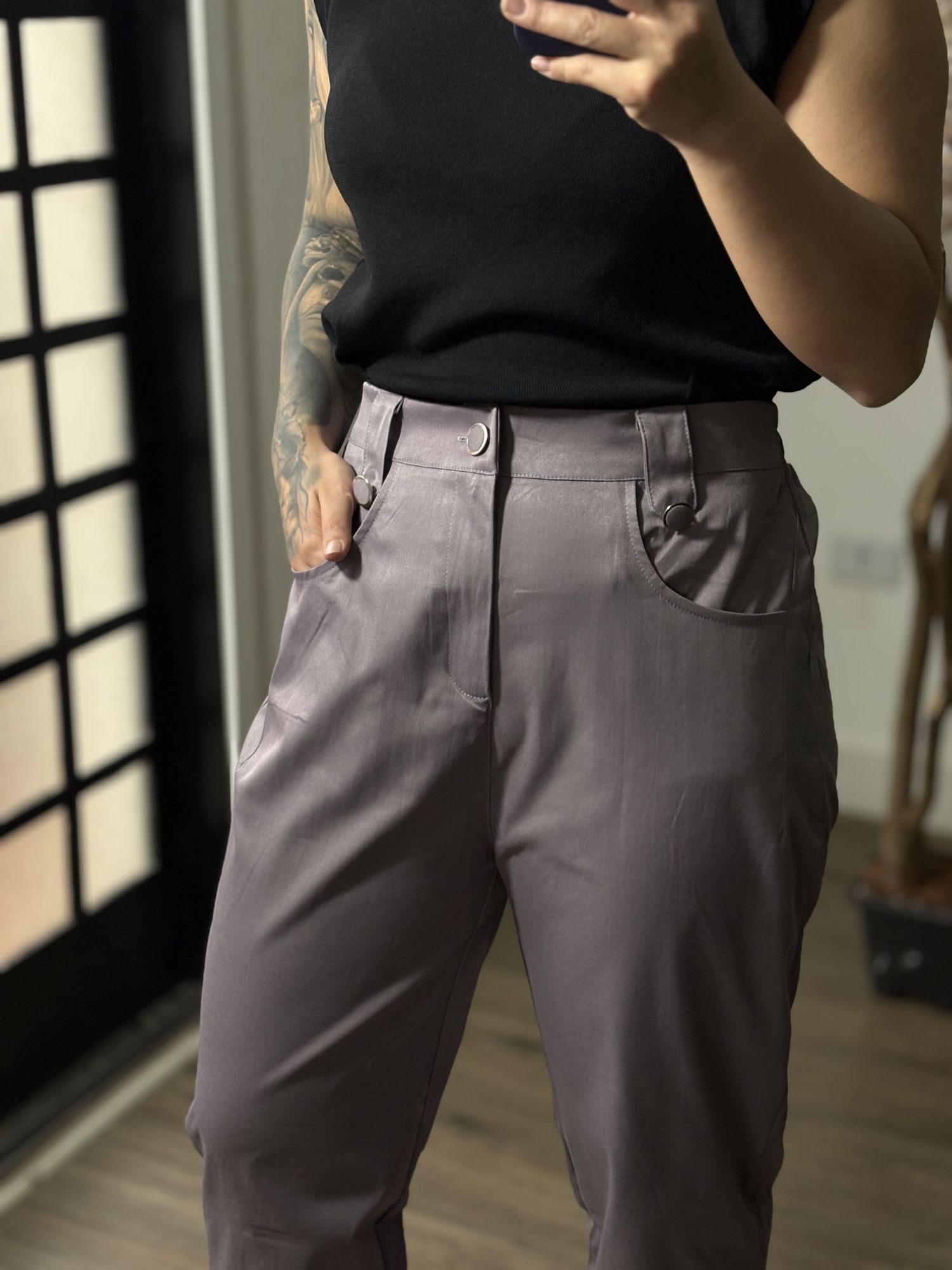 Calça Acetinada Plus Size Alana 1183 - Lavanda C065