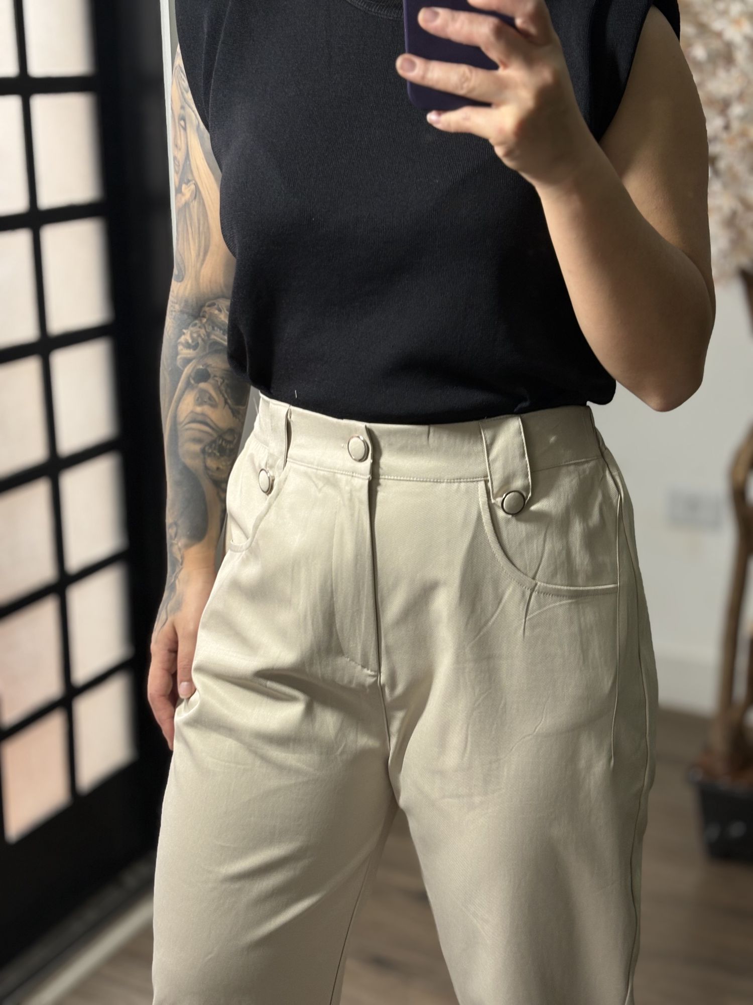 Calça Acetinada Plus Size Alana 1183 - Bege C065
