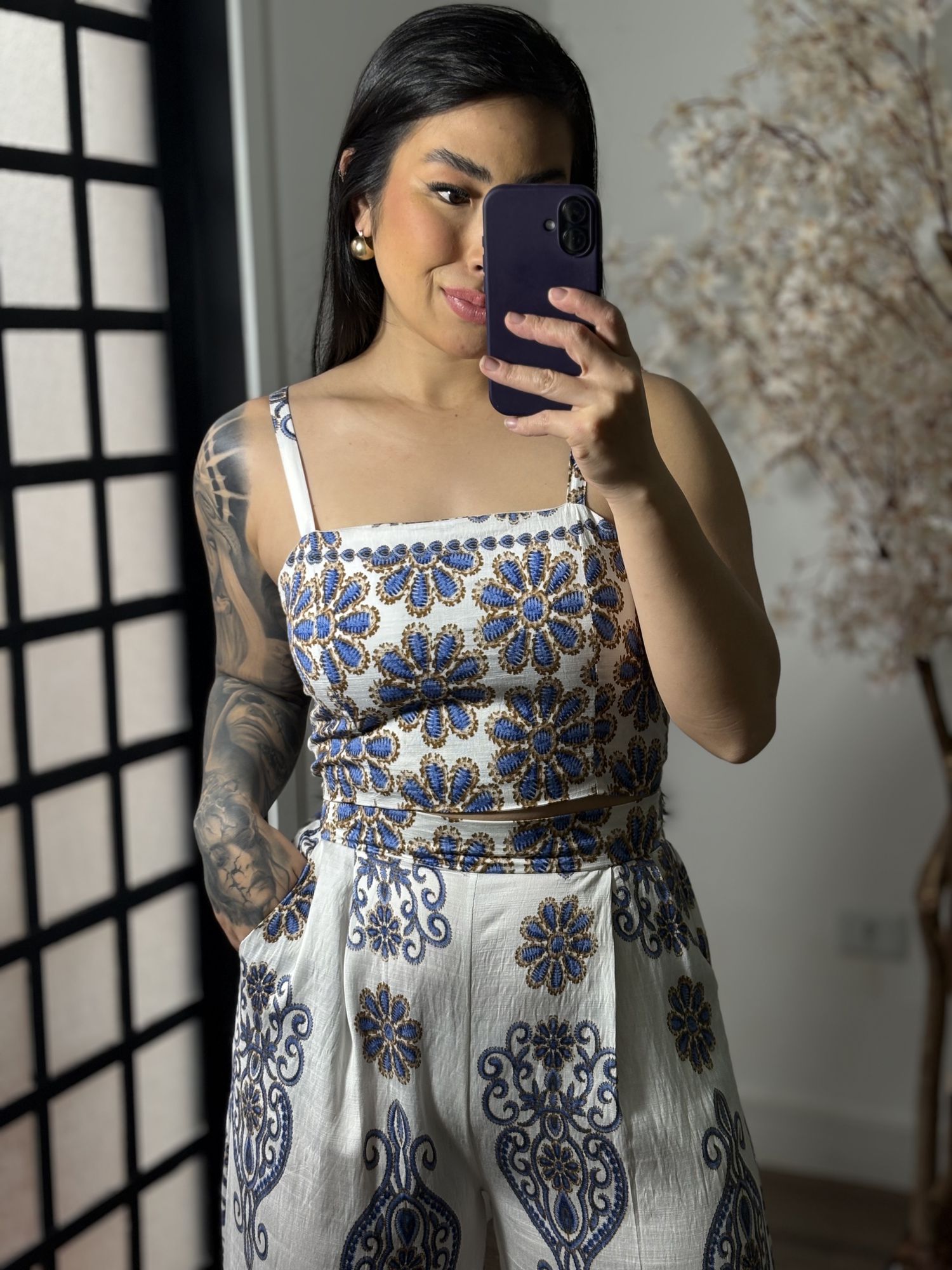 Conjunto Pantalona Estampado Bia 857 - Azul C039