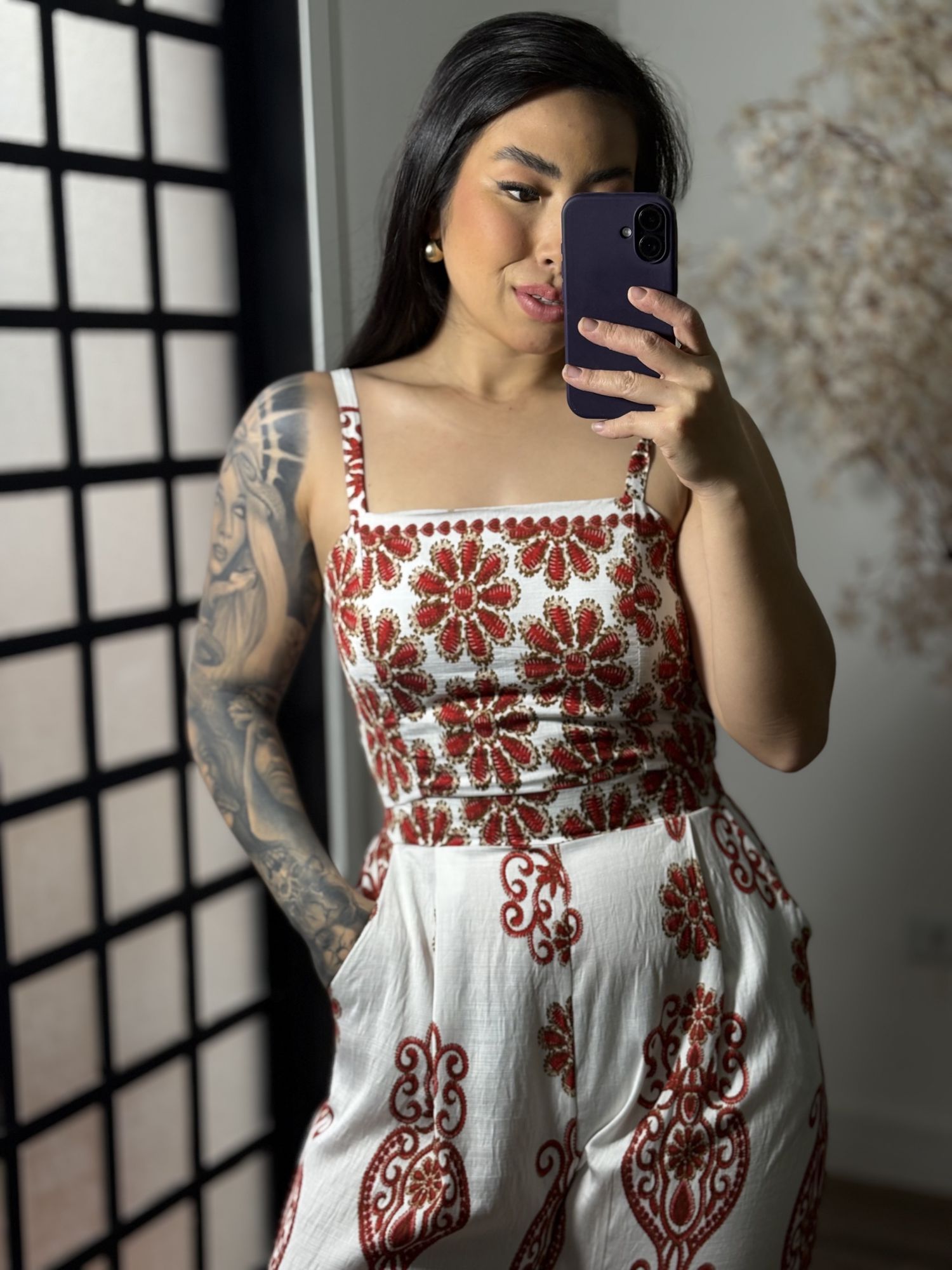 Conjunto Pantalona Estampado Bia 857 - Vermelho C039