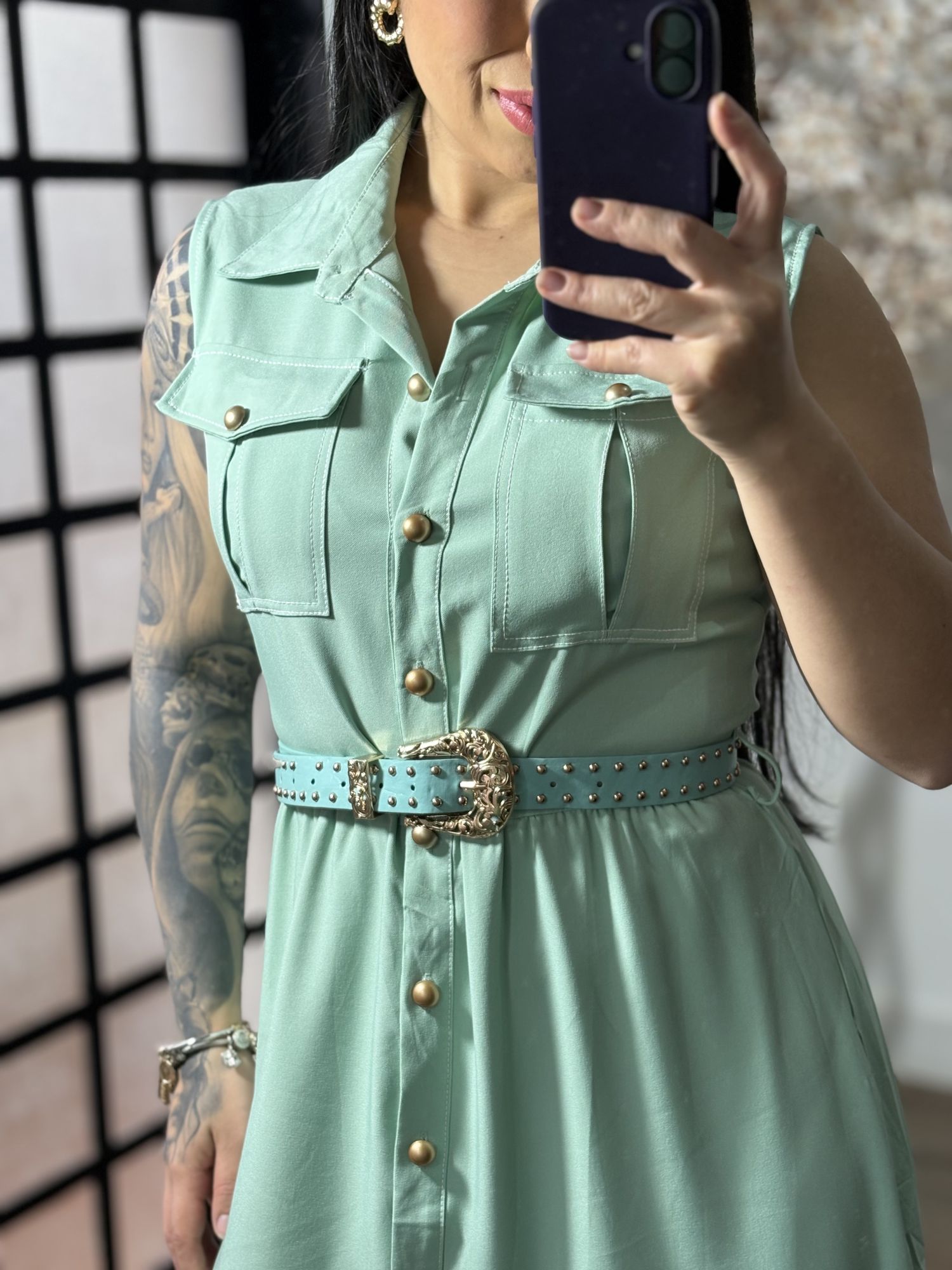Vestido Longo com Cinto Emilly 025 - Verde C062