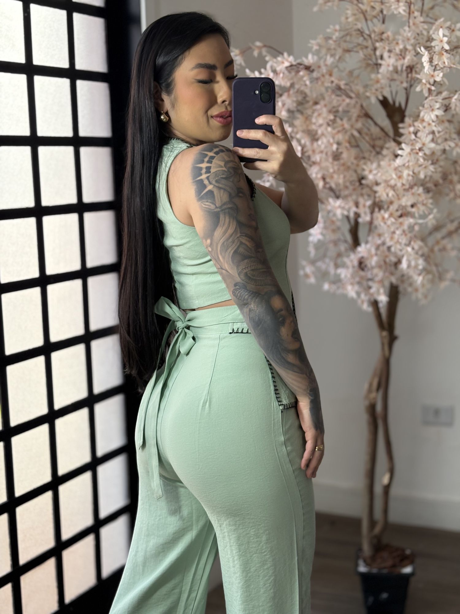 Conjunto Calça Bordado Anitta 7012 - Verde C017