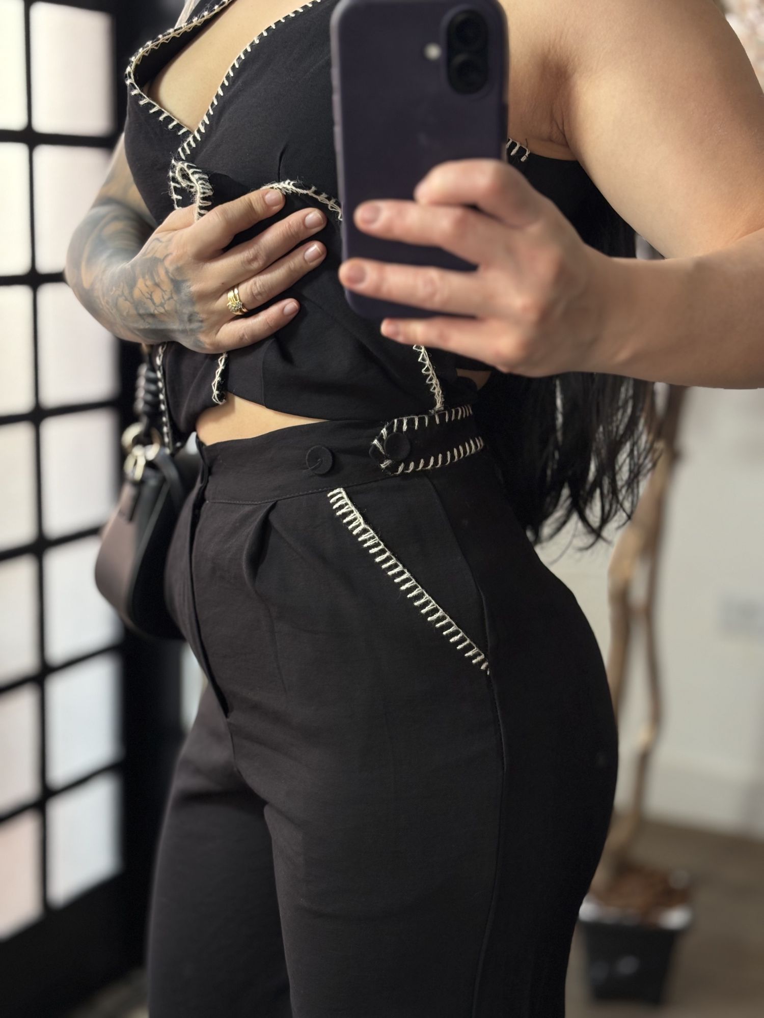 Conjunto Calça Bordado Anitta 7012 - Preto C017