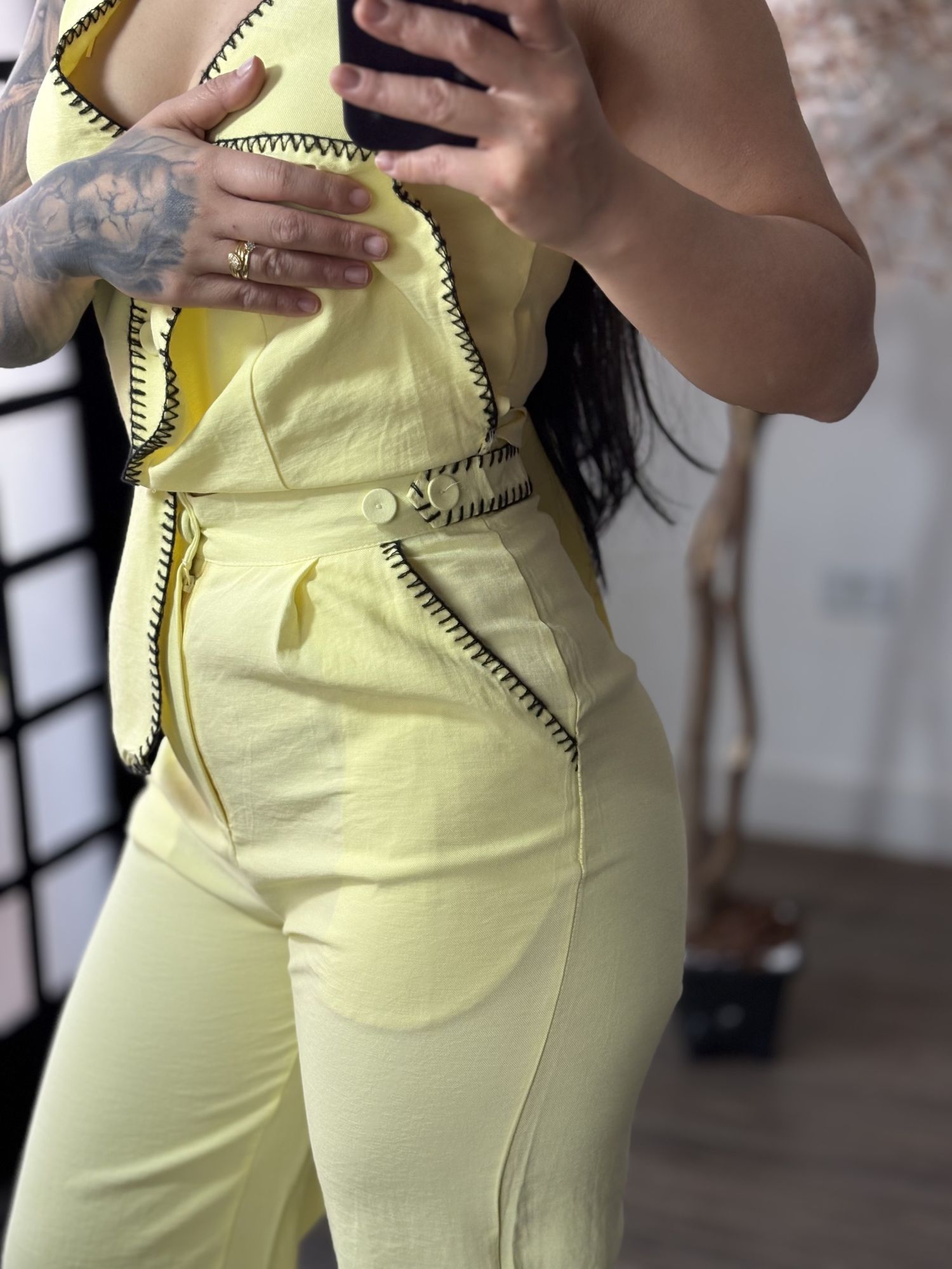 Conjunto Calça Bordado Anitta 7012 - Amarelo C017