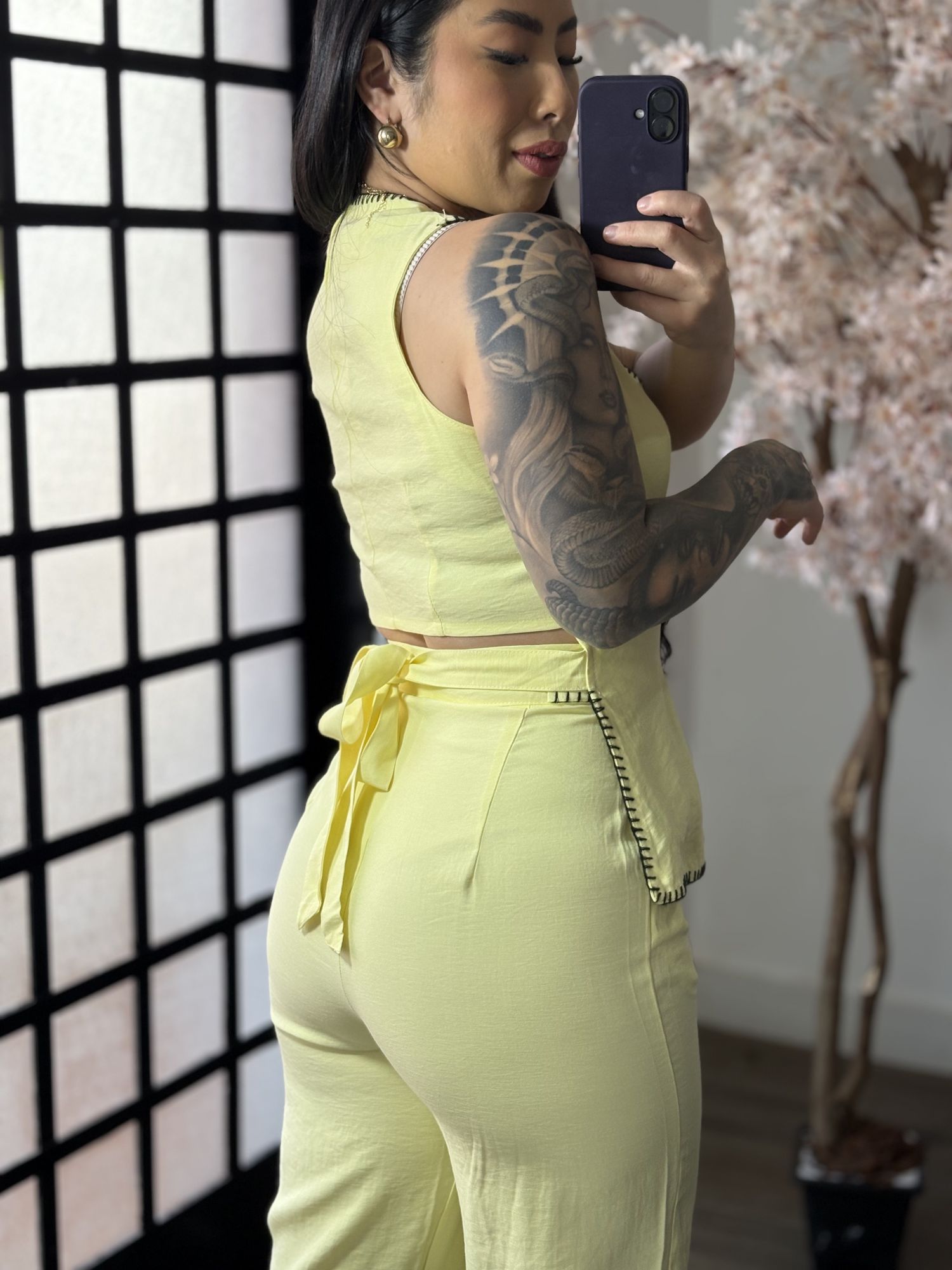 Conjunto Calça Bordado Anitta 7012 - Amarelo C017
