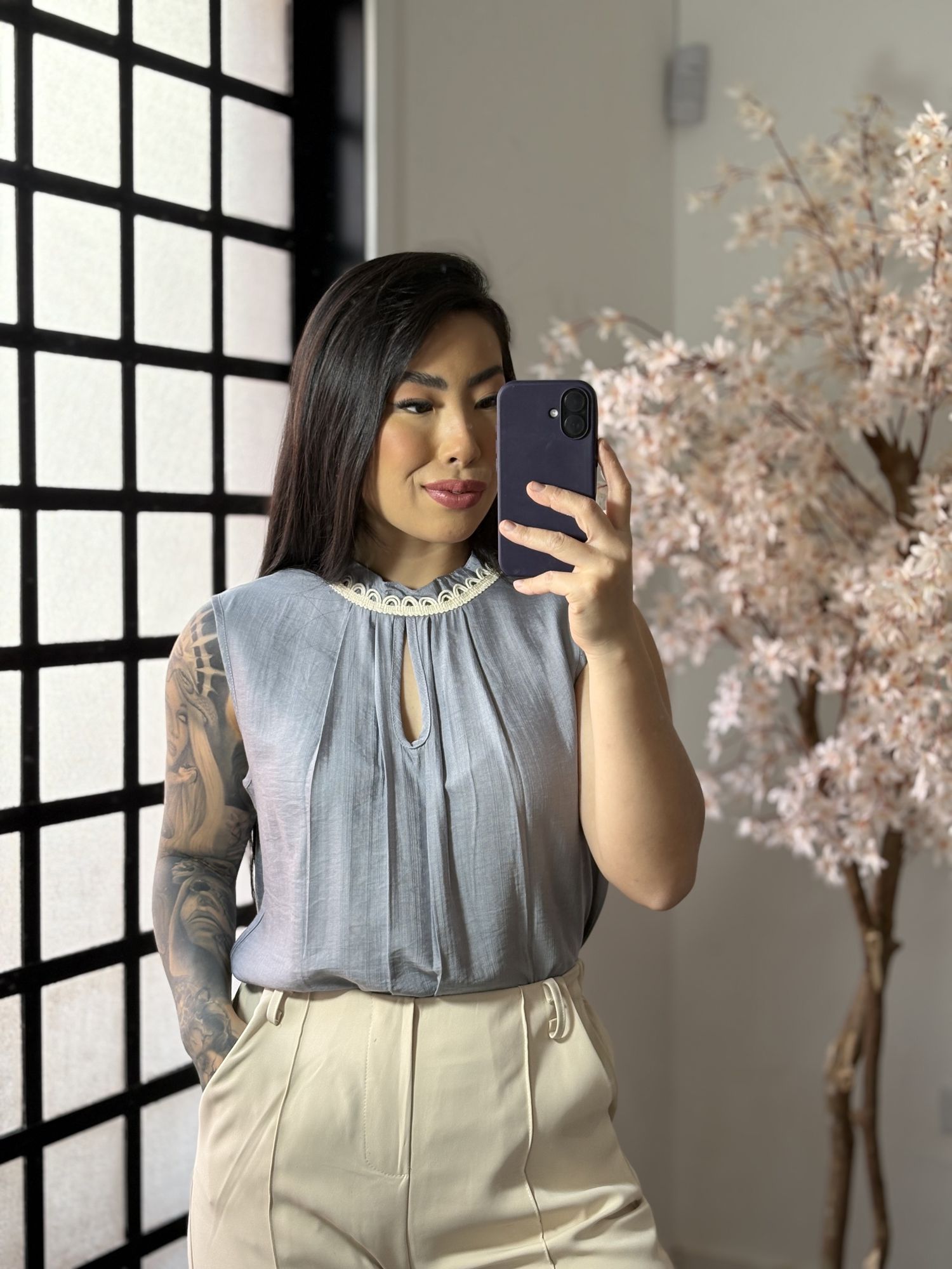 Blusa Delicada Dinora R52 - Cinza C89