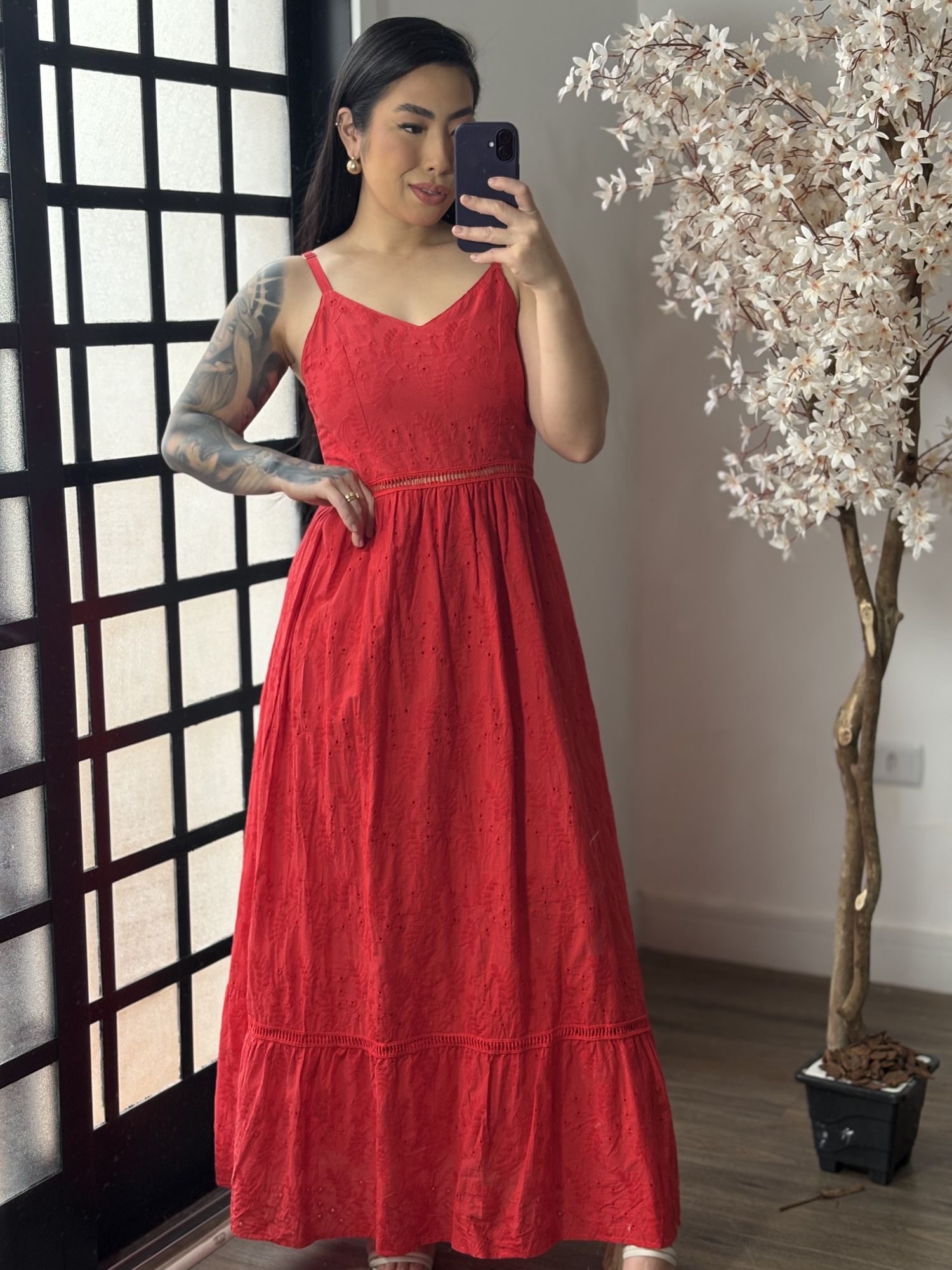 Vestido Longo Lese Nany 1002 - Vermelho C038