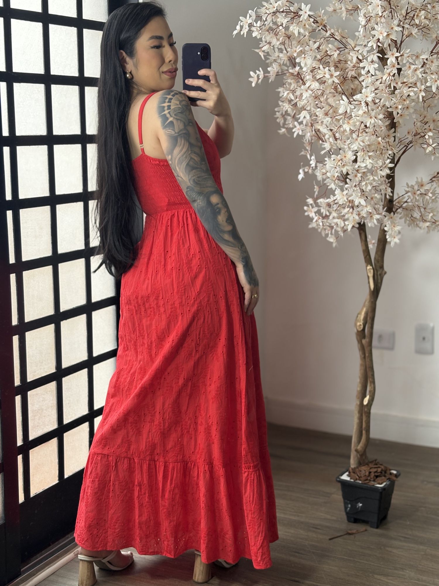 Vestido Longo Lese Nany 1002 - Vermelho C038