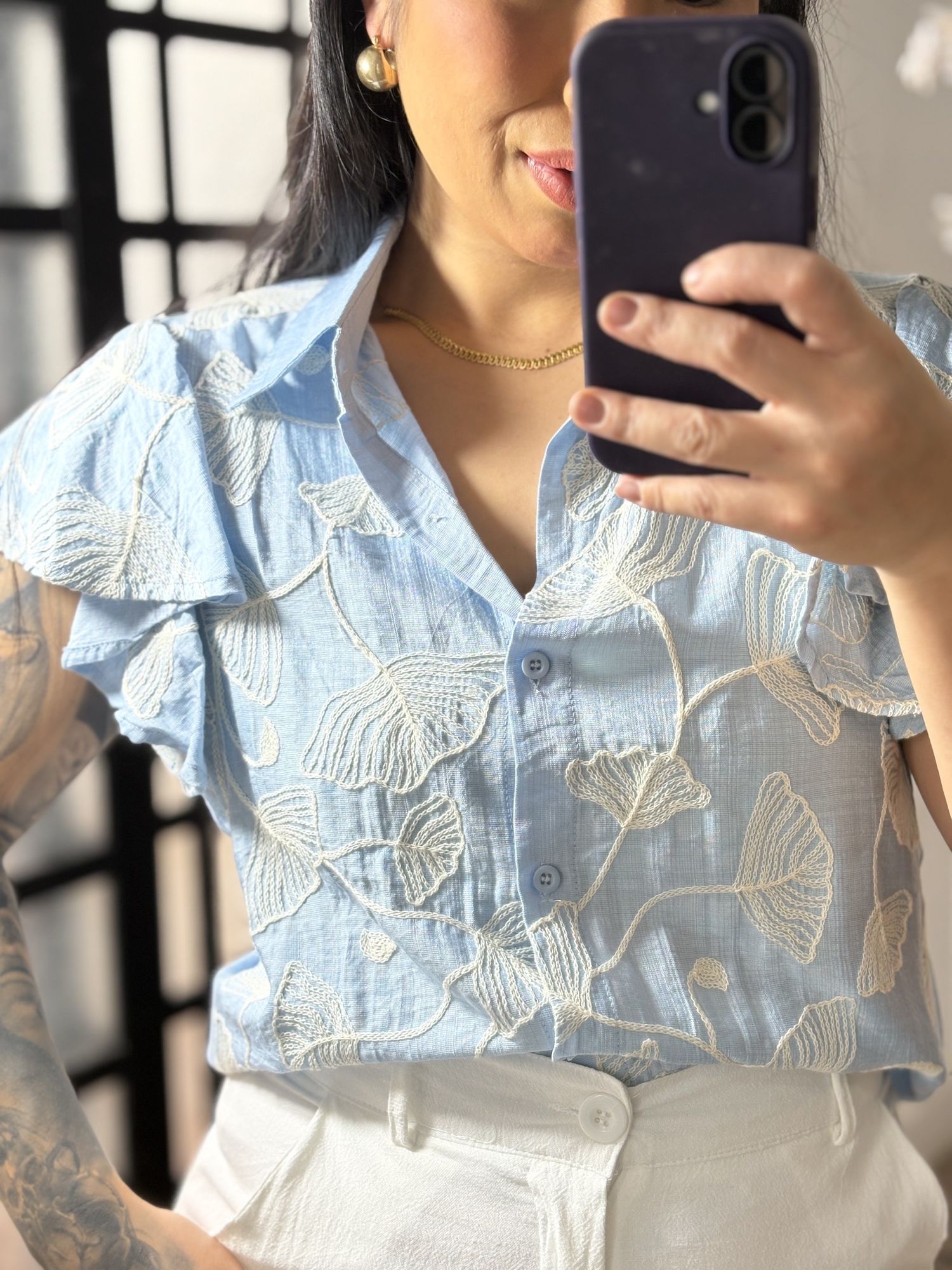 Blusa Bordada Karla 2008 - Azul C091