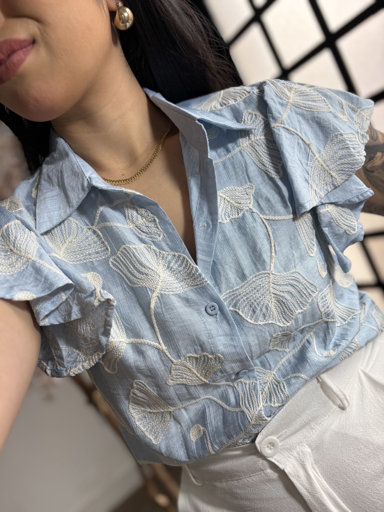 Blusa Bordada Karla 2008 - Azul C091