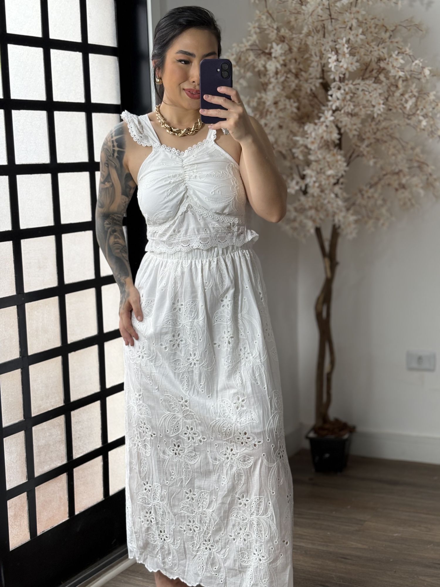 Conjunto Saia Lese Margarida M012 - Branco C055