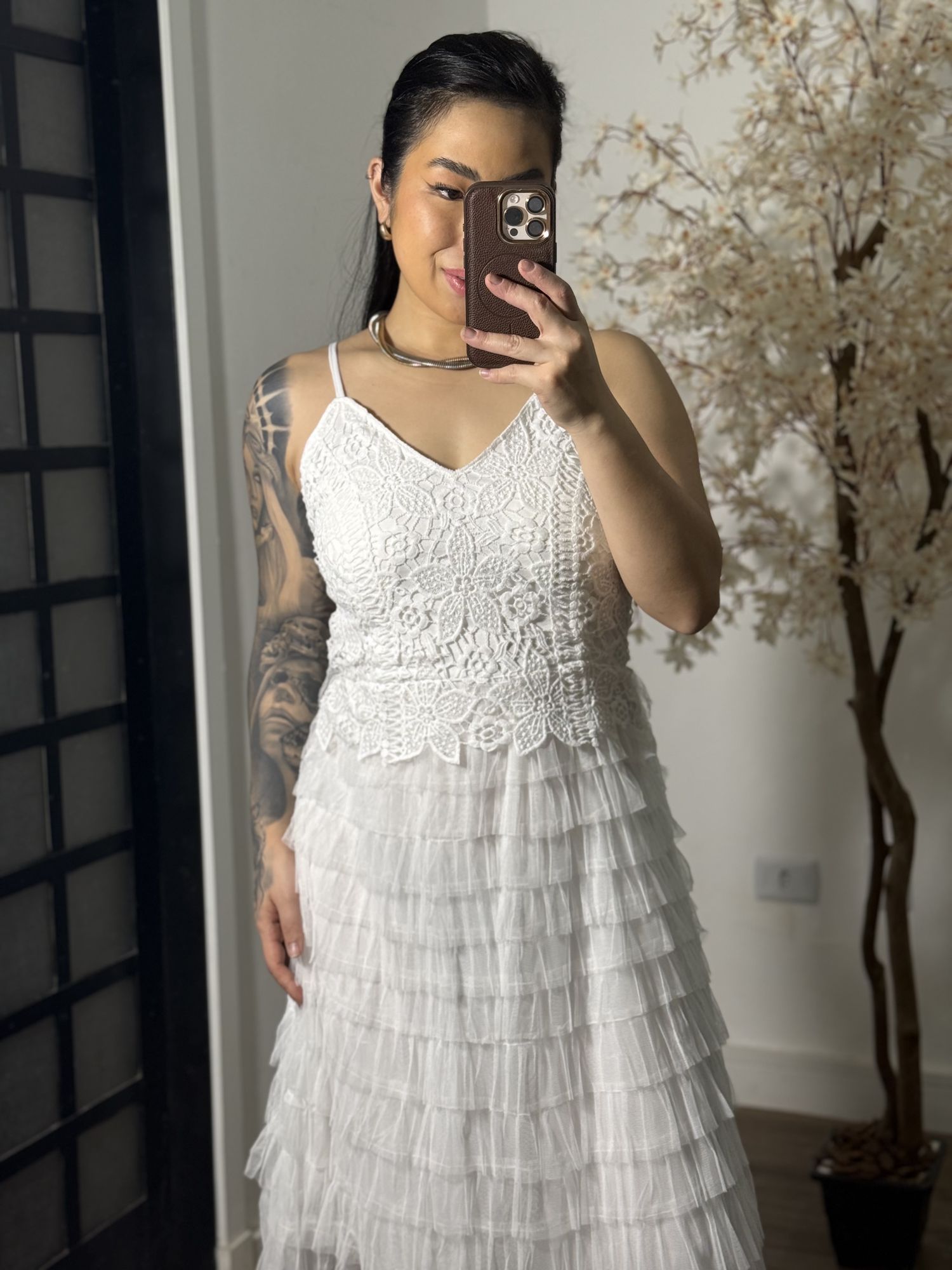 Vestido Tule Zaina Y003 - Branco C076