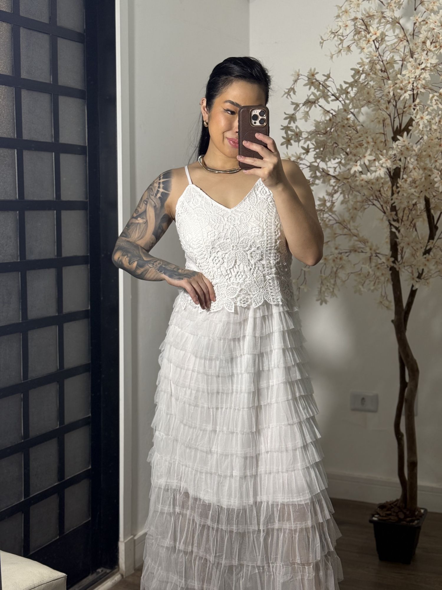 Vestido Tule Zaina Y003 - Branco C076