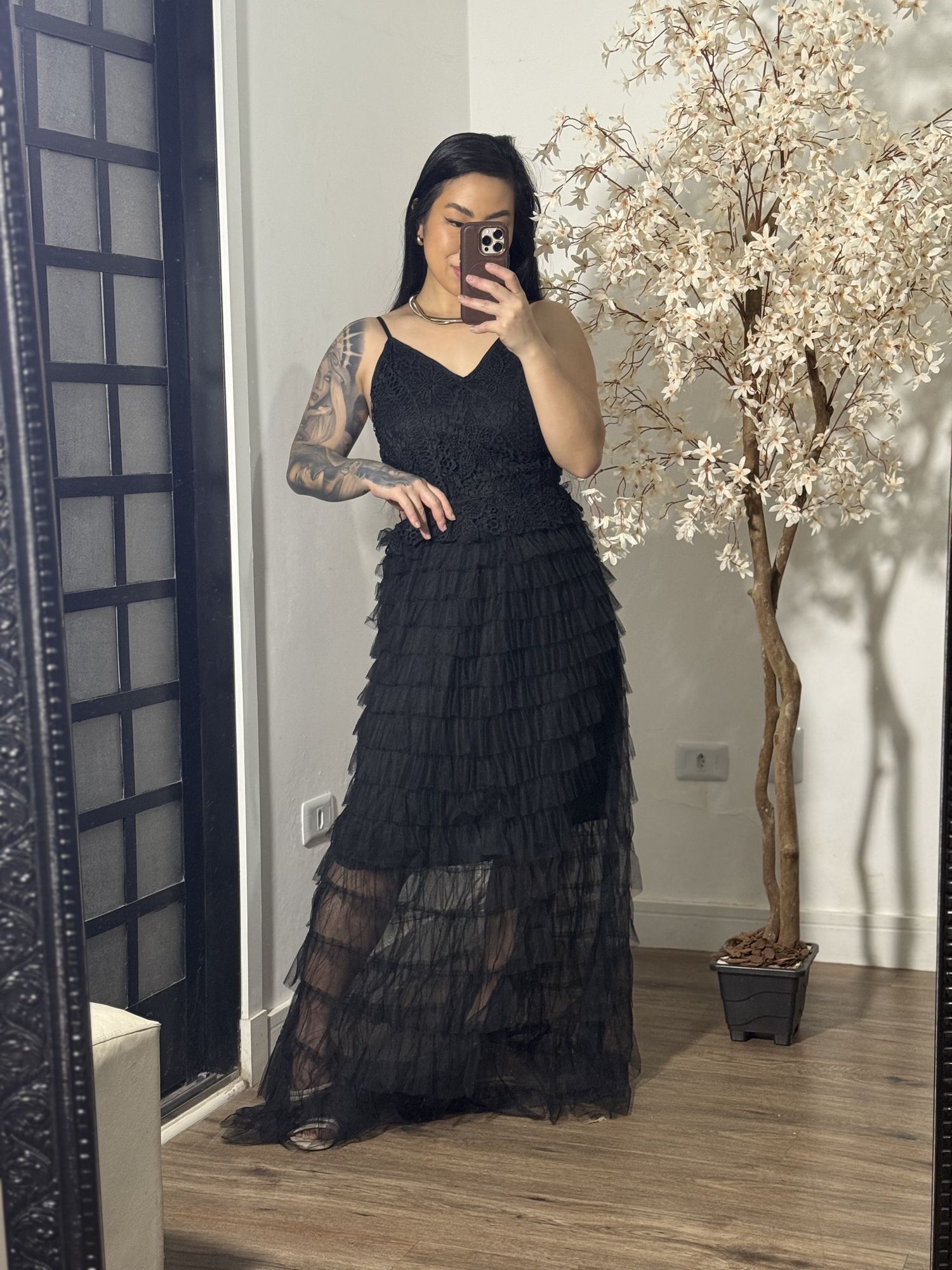 Vestido Tule Zaina Y003 - Preto C076