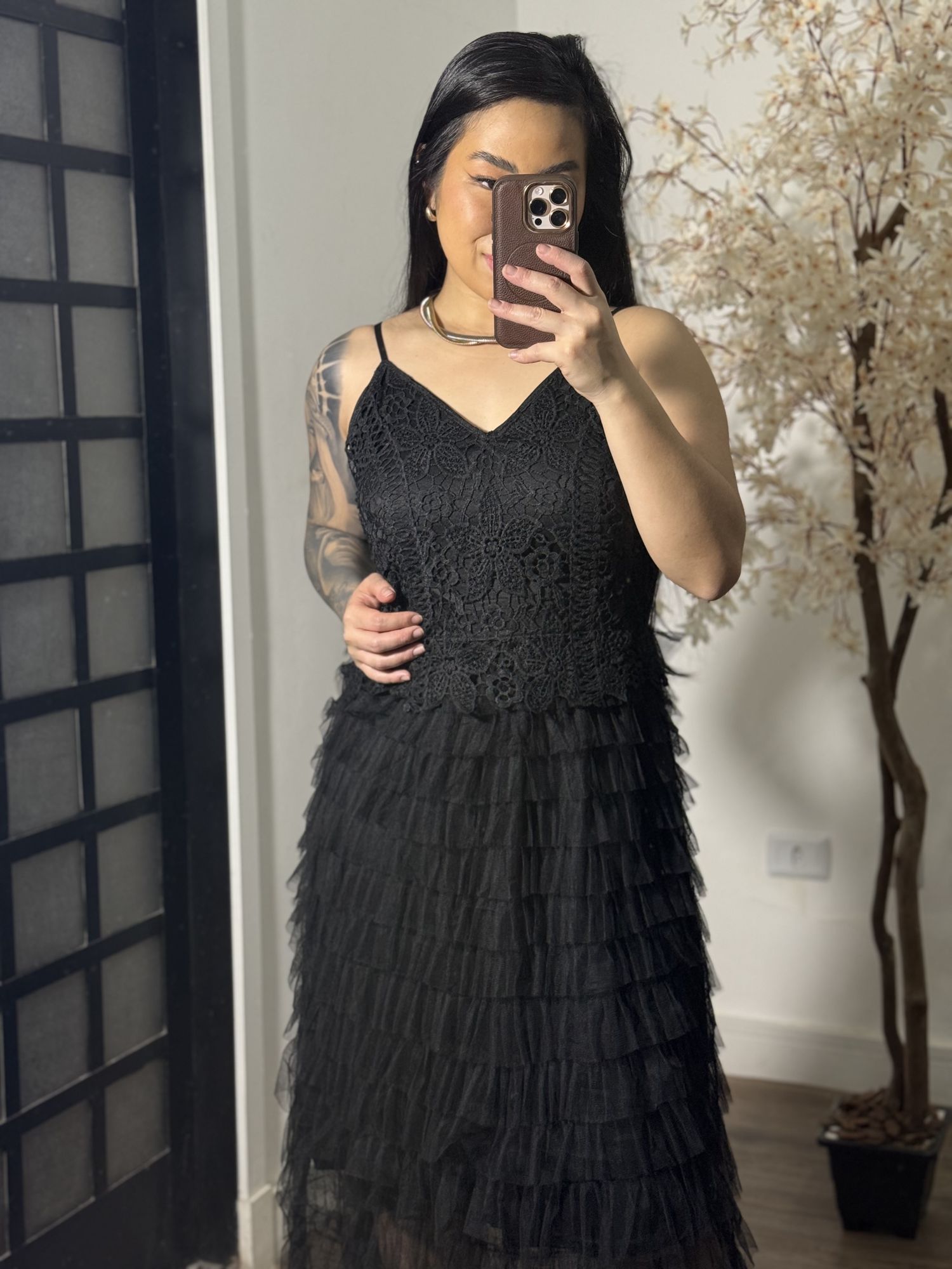 Vestido Tule Zaina Y003 - Preto C076