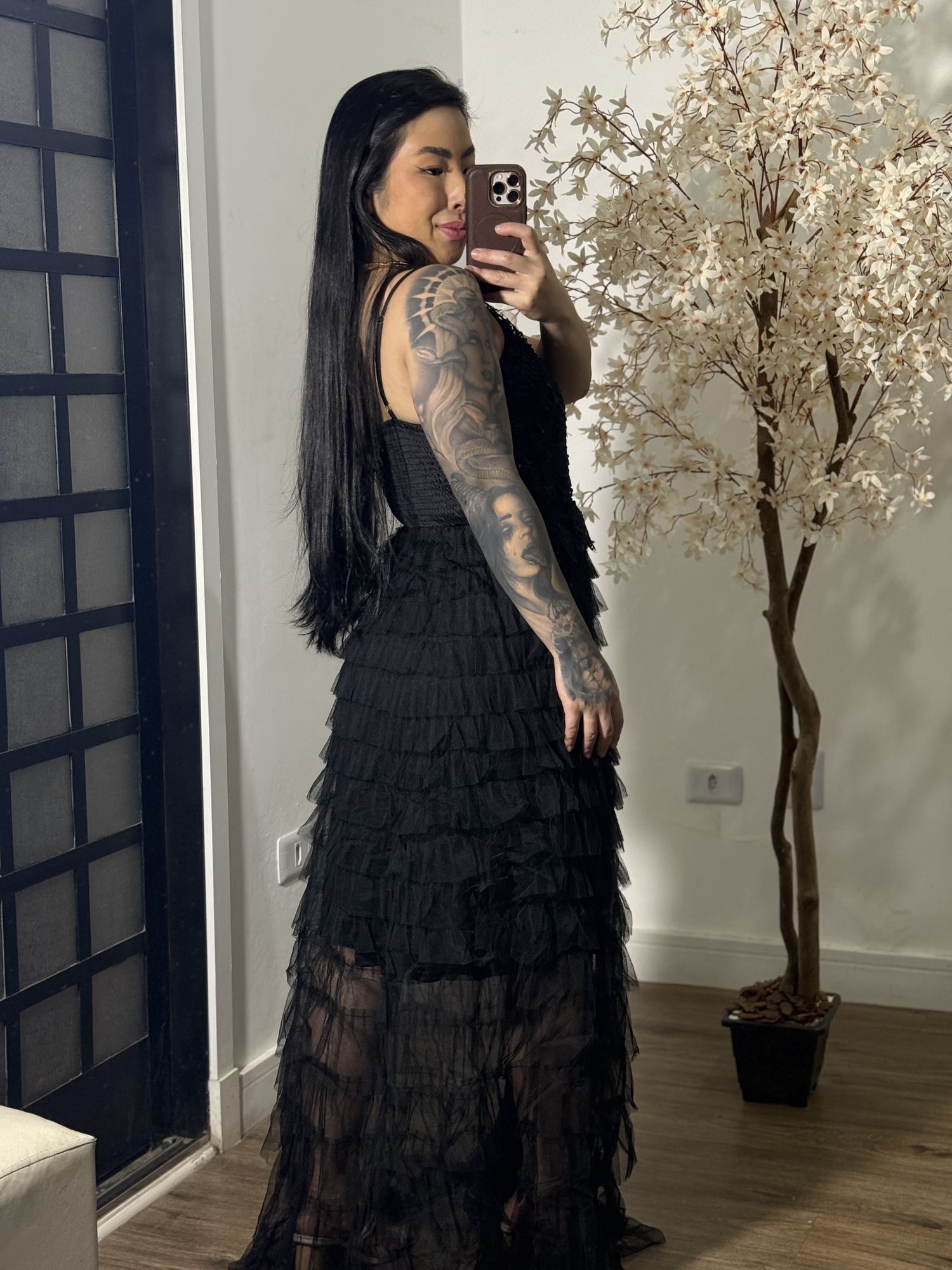 Vestido Tule Zaina Y003 - Preto C076