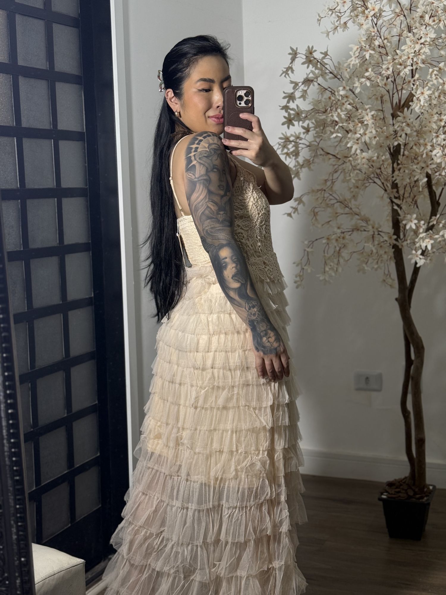 Vestido Tule Zaina Y003 - Bege C076